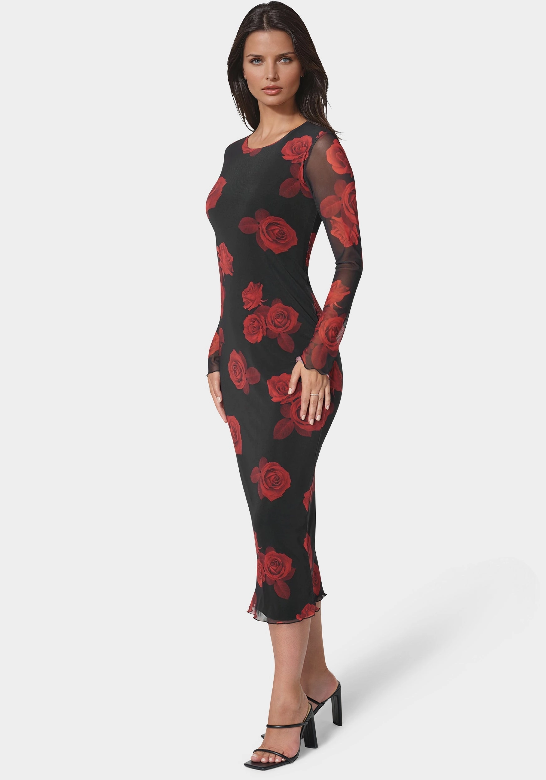 Easy Tones Pure Look Long Sleeve Printed Powermesh Maxi