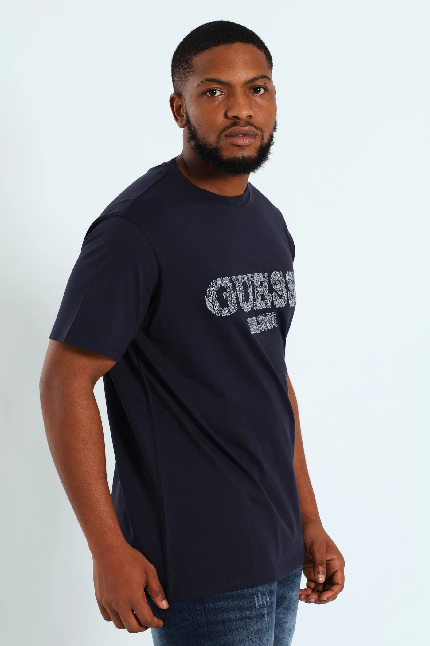 Short Sleeve Embroidered Tee - Navy Versatile Outfit