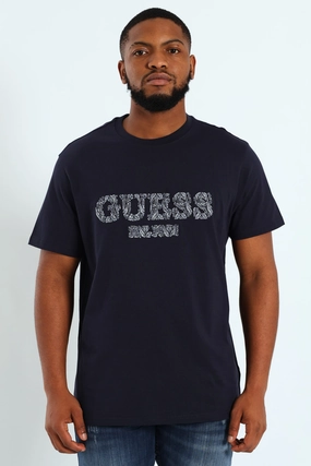 Short Sleeve Embroidered Tee - Navy Classic Comfort