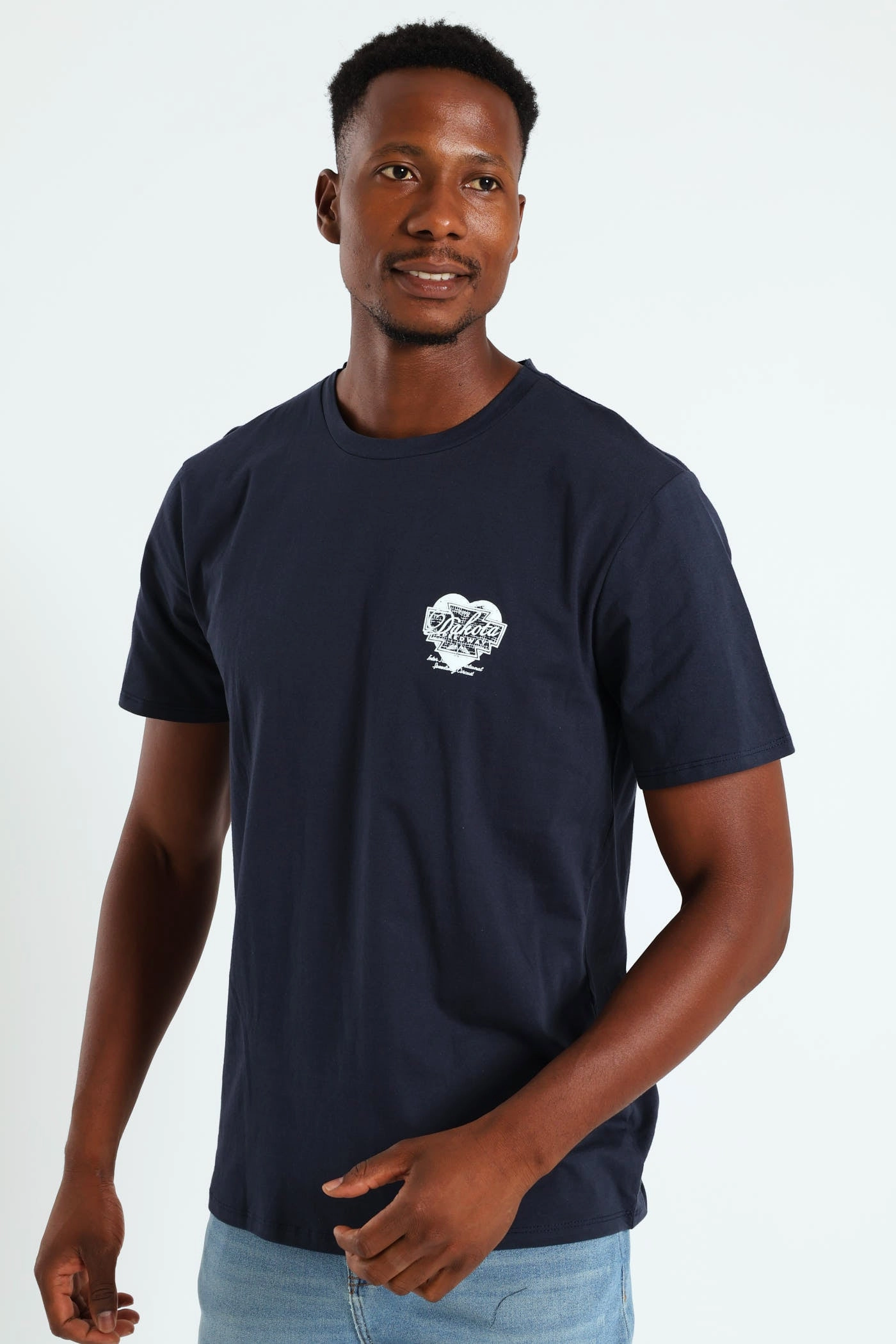 Street Comfort Style Sporty Design Dakota Speedway Front & Back Tee - Navy