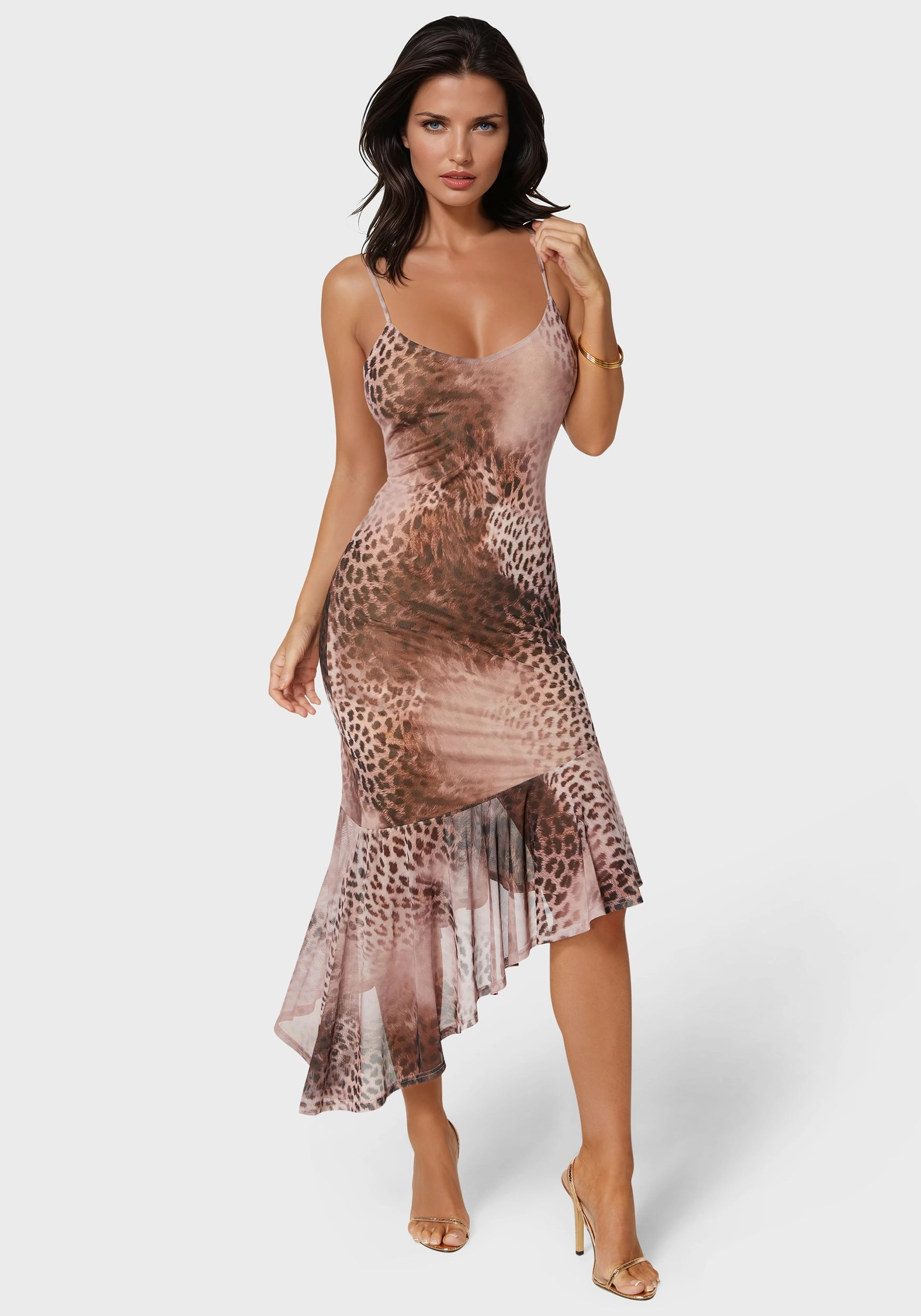 Event Mood Cascade High Low Mesh Dress