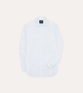 hypoallergenic material Travel Friendly White Cotton Long Point Collar Dinner Shirt