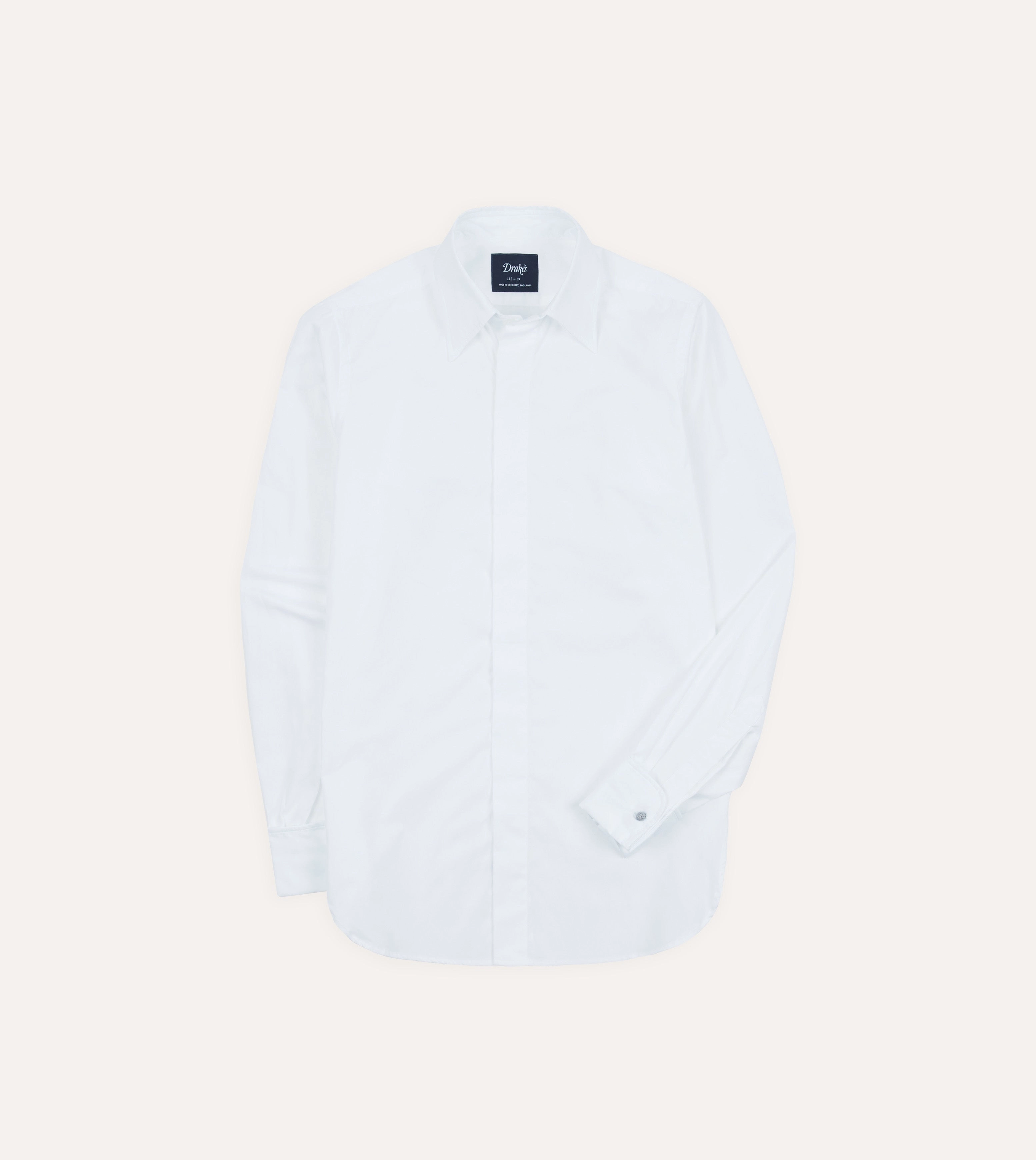 hypoallergenic material Travel Friendly White Cotton Long Point Collar Dinner Shirt