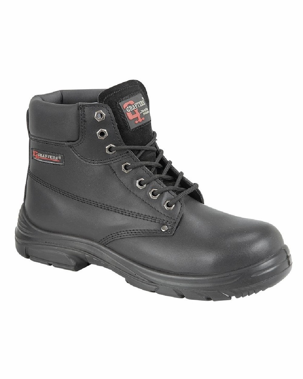 Grafters Super Wide EEEE Fitting 7 Eyelet Safety Boots Rubber Compound Outsole All Day Wear