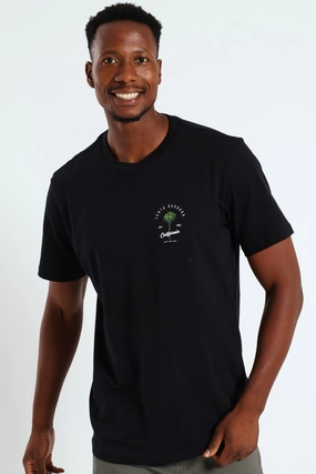 Santa Barbara Front & Back Print Tee - Black Perfect Fit Wear RibbedNeckBanding