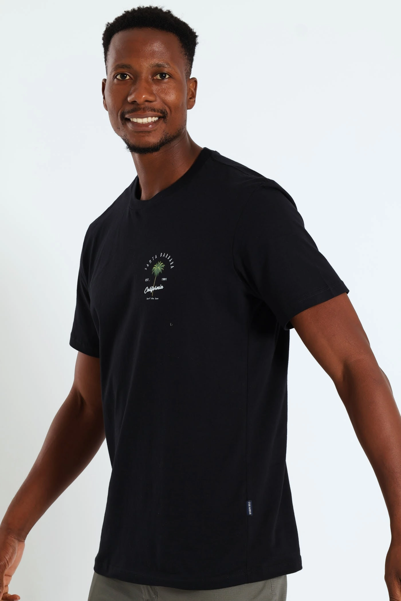 Elderly Comfort Urban Smart Santa Barbara Front & Back Print Tee - Black