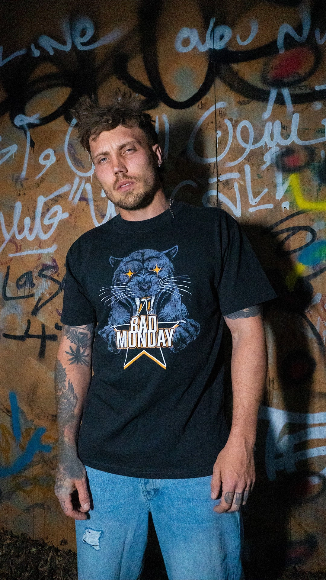 Star Heavy Tee / Front Print GarmentWashedFinish