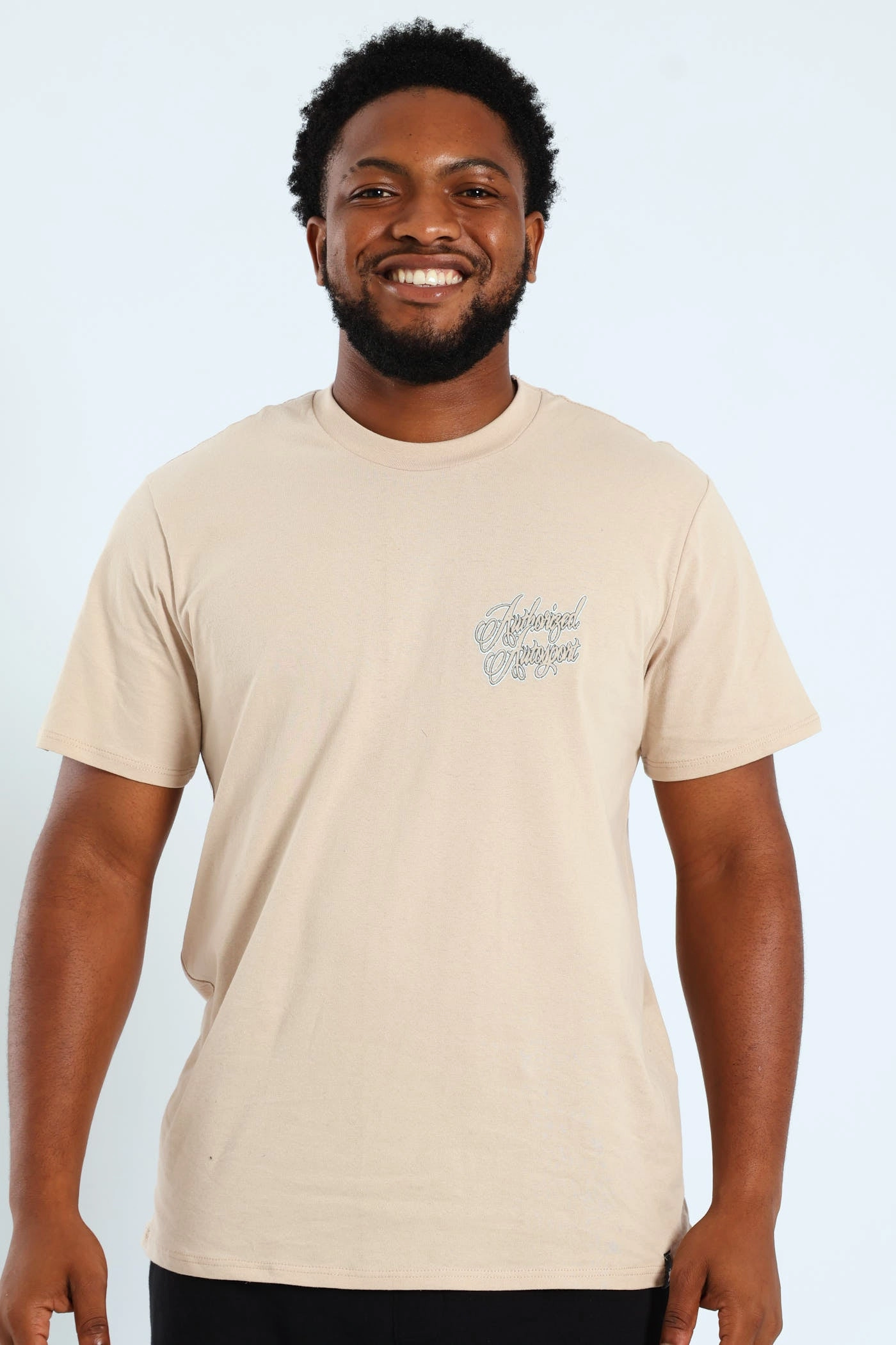 Weekend Essential Authorized Front & Back Printed Tee - Stone