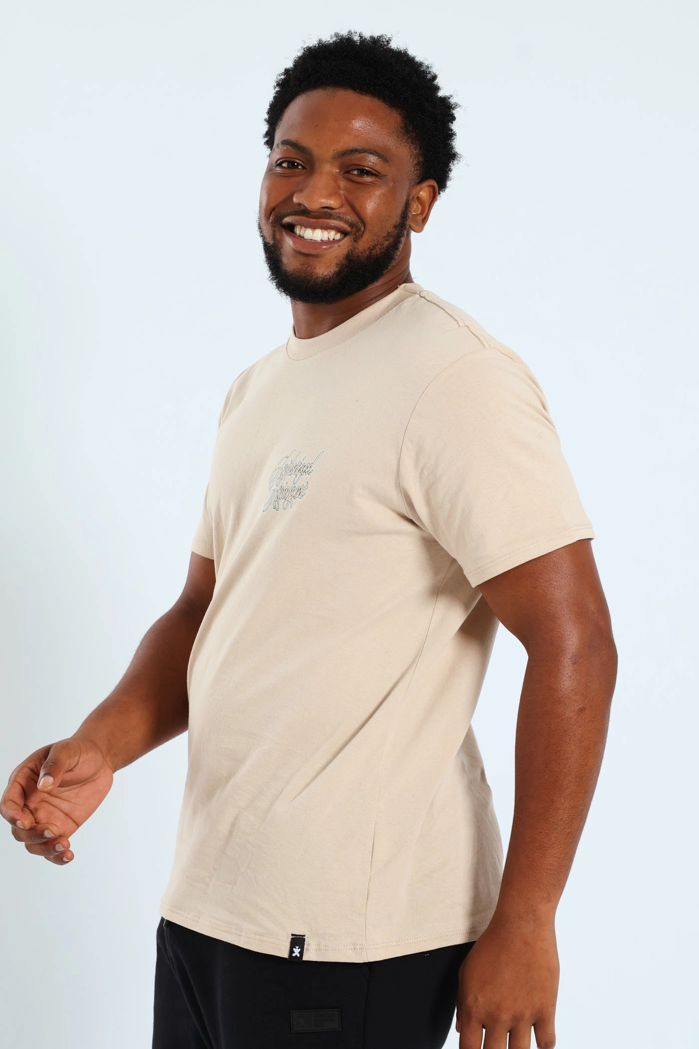 Relaxed Comfort Fit Authorized Front & Back Printed Tee - Stone