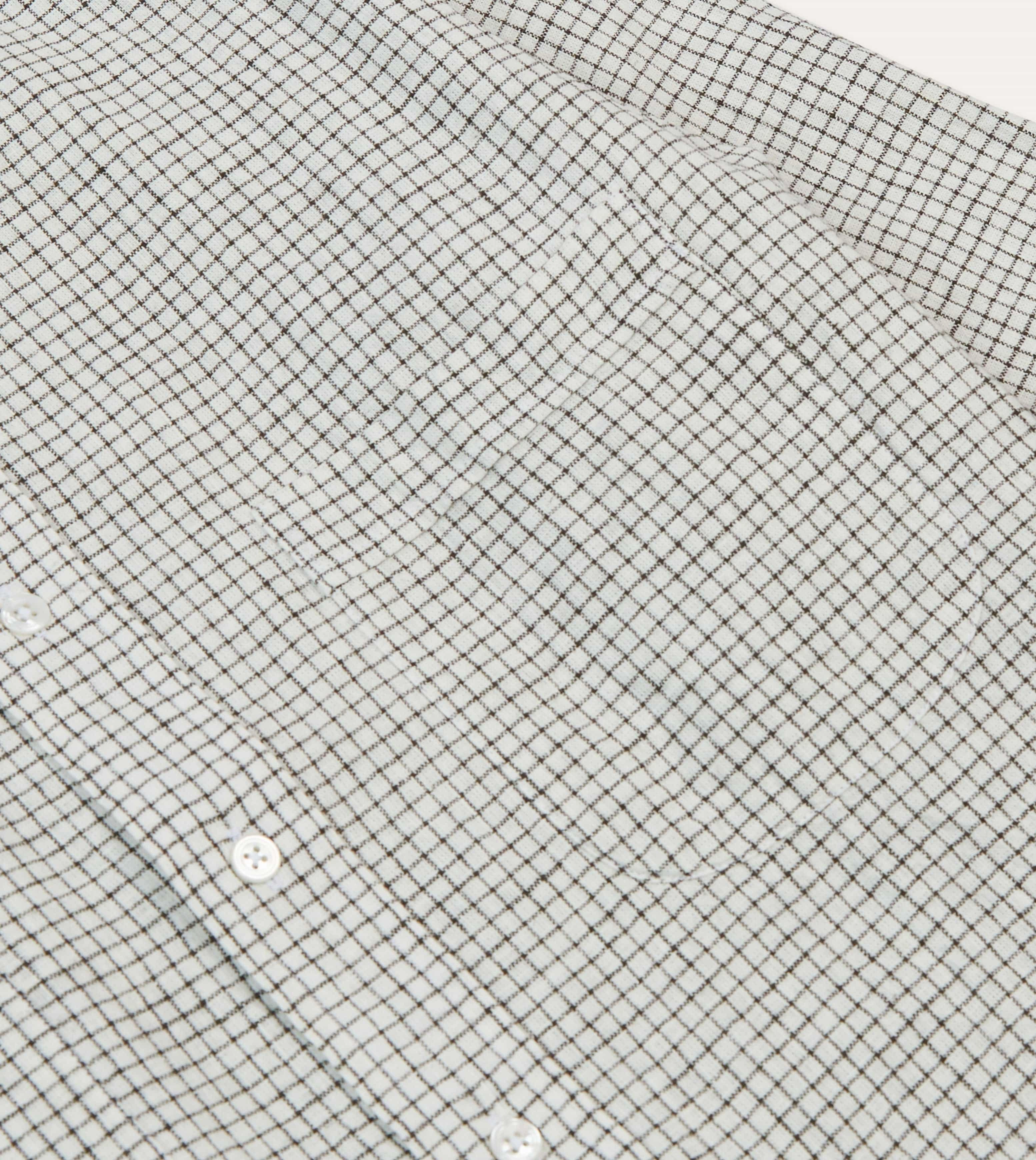 Rugged Style Casual Friday Ecru Check Linen-Cotton Mandarin Collar Shirt