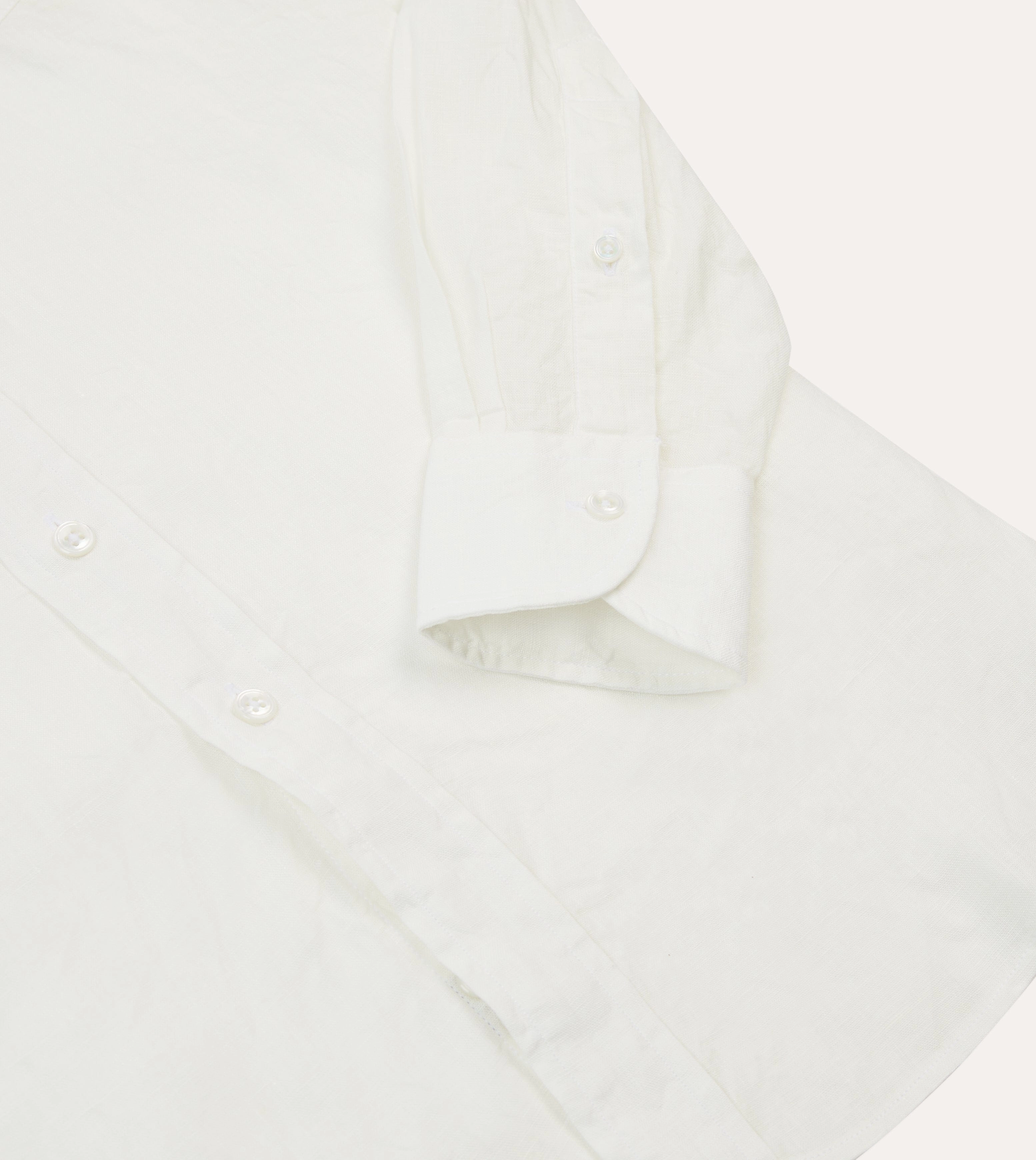 Ecru Linen Long Point Collar Shirt Ethical production Petite Cut