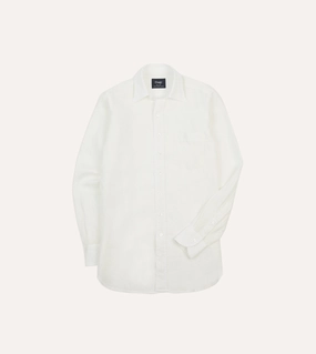 Ecru Linen Long Point Collar Shirt Designer Touch