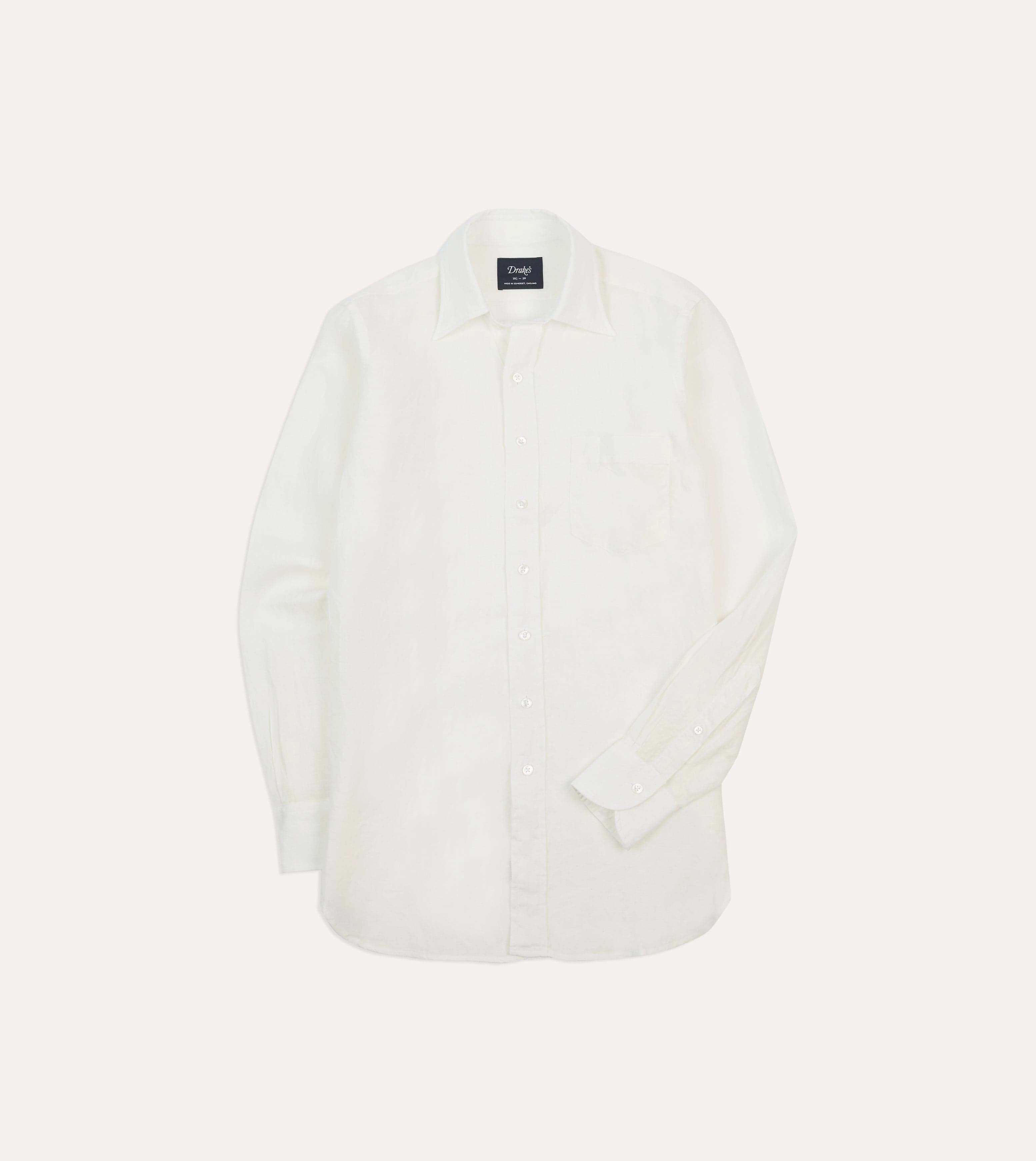 Ecru Linen Long Point Collar Shirt Designer Touch