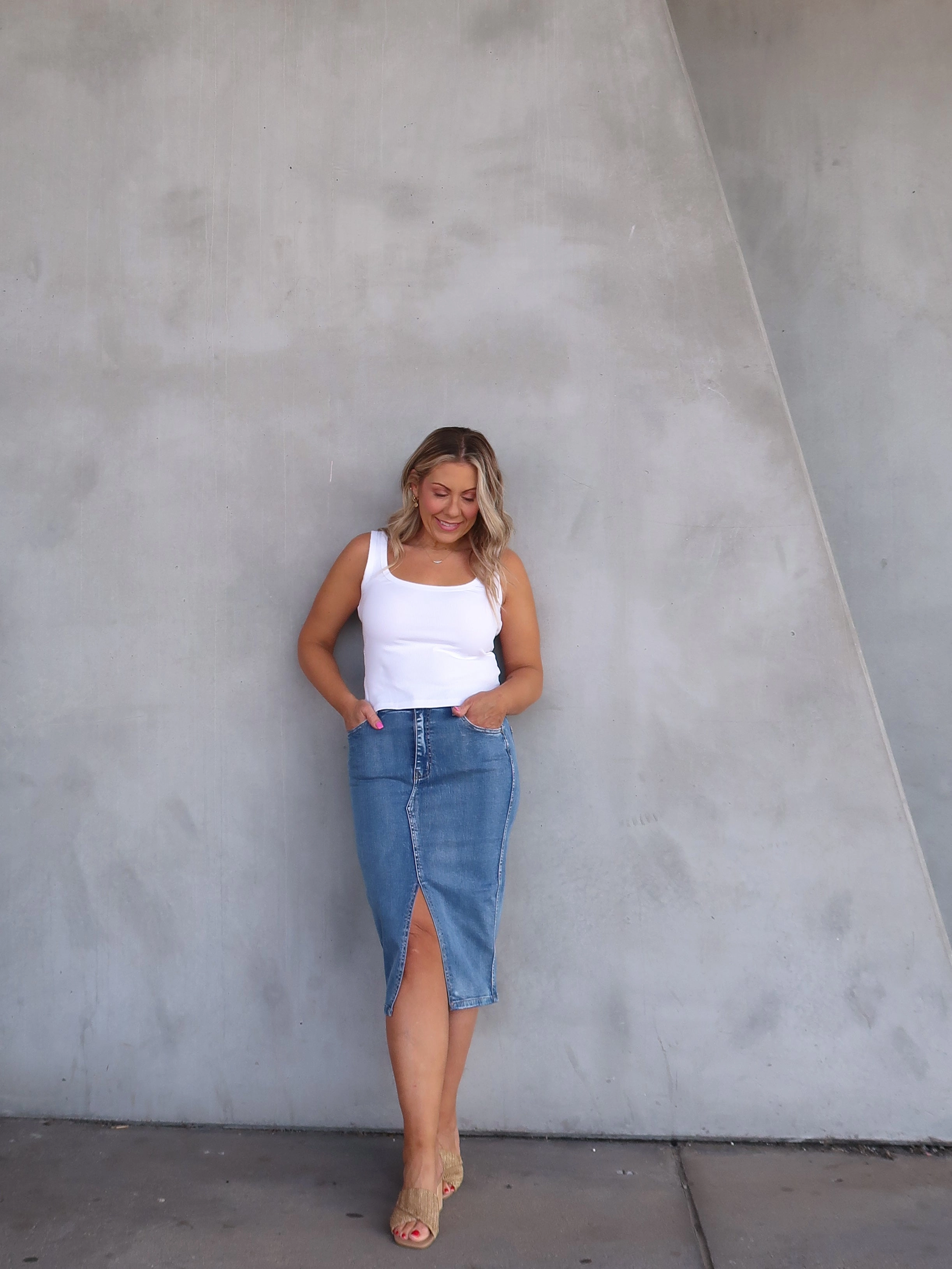 Alora Denim Skirt muted tone