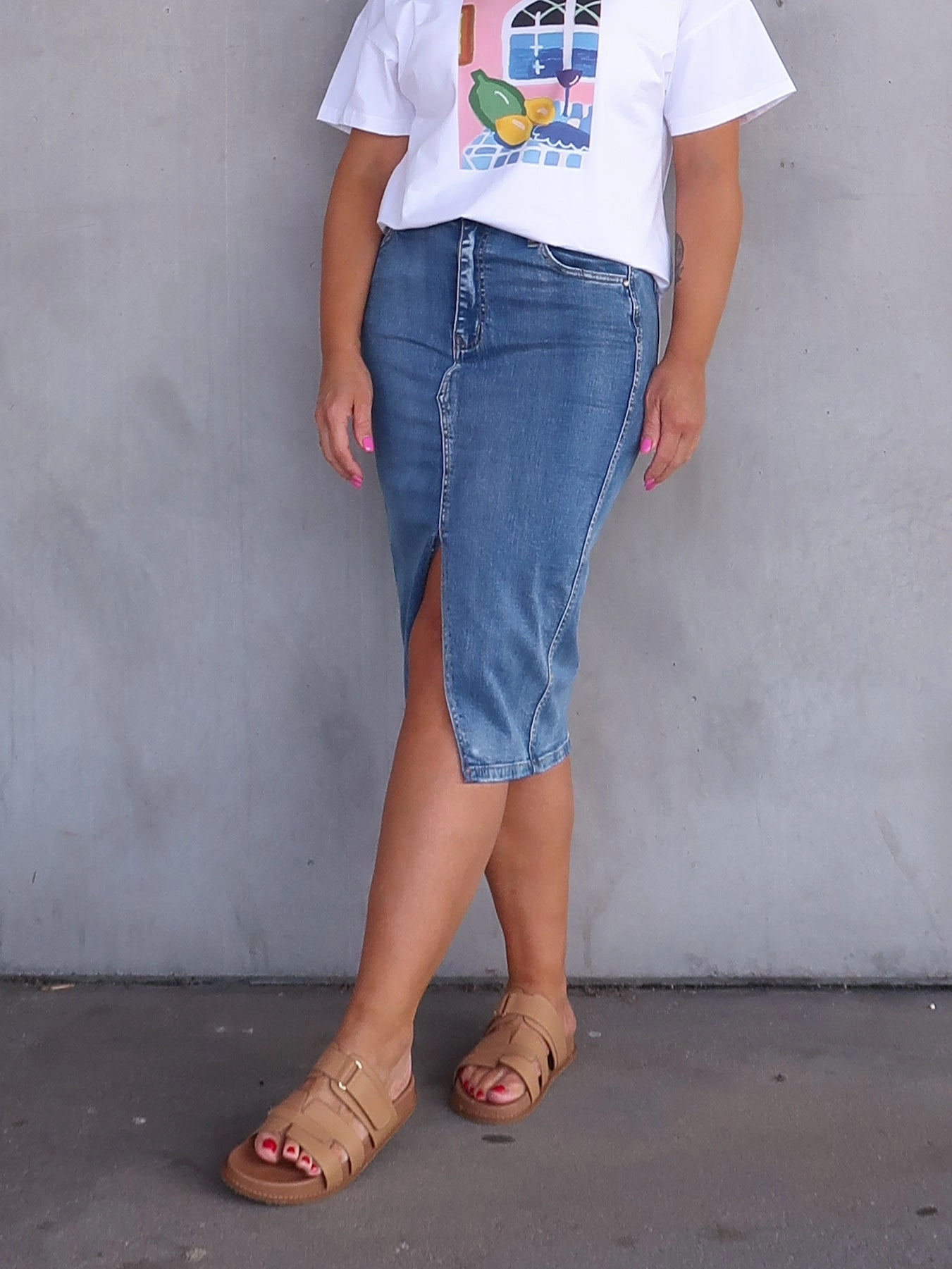 Cozy Vibe Modern Outfit Alora Denim Skirt