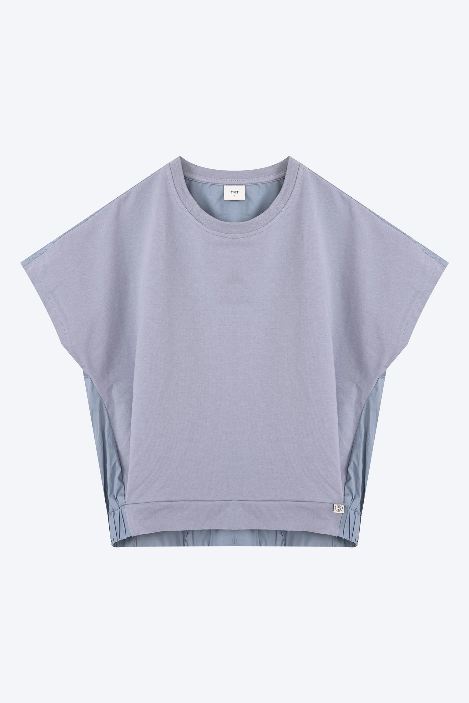 Elasticised Hem Tee - Dusty Blue Abstract mystery Stylish Wear