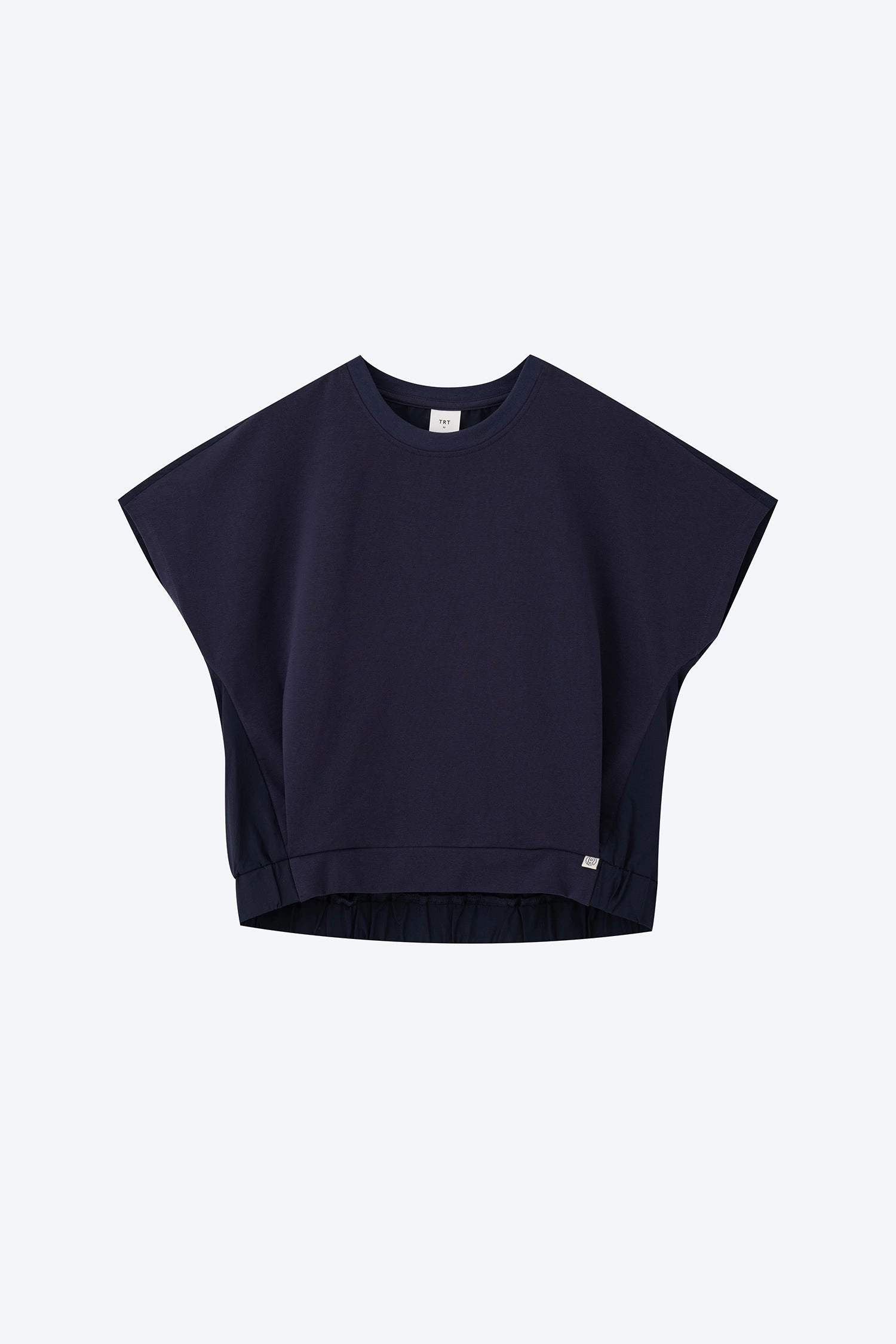 Elasticised Hem Tee - Navy MoistureWickingFabric Sustainable Textile