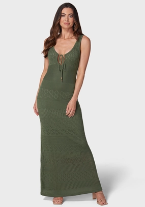 Timeless Fit Soft Pleats Juliette Crochet Tank Maxi Dress