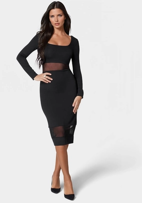 Sweet Mood OdorControlTreatment Square Neck Mesh Inset Dress