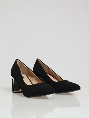 Pointy Trim Block?Heel - Black Night Style All Season