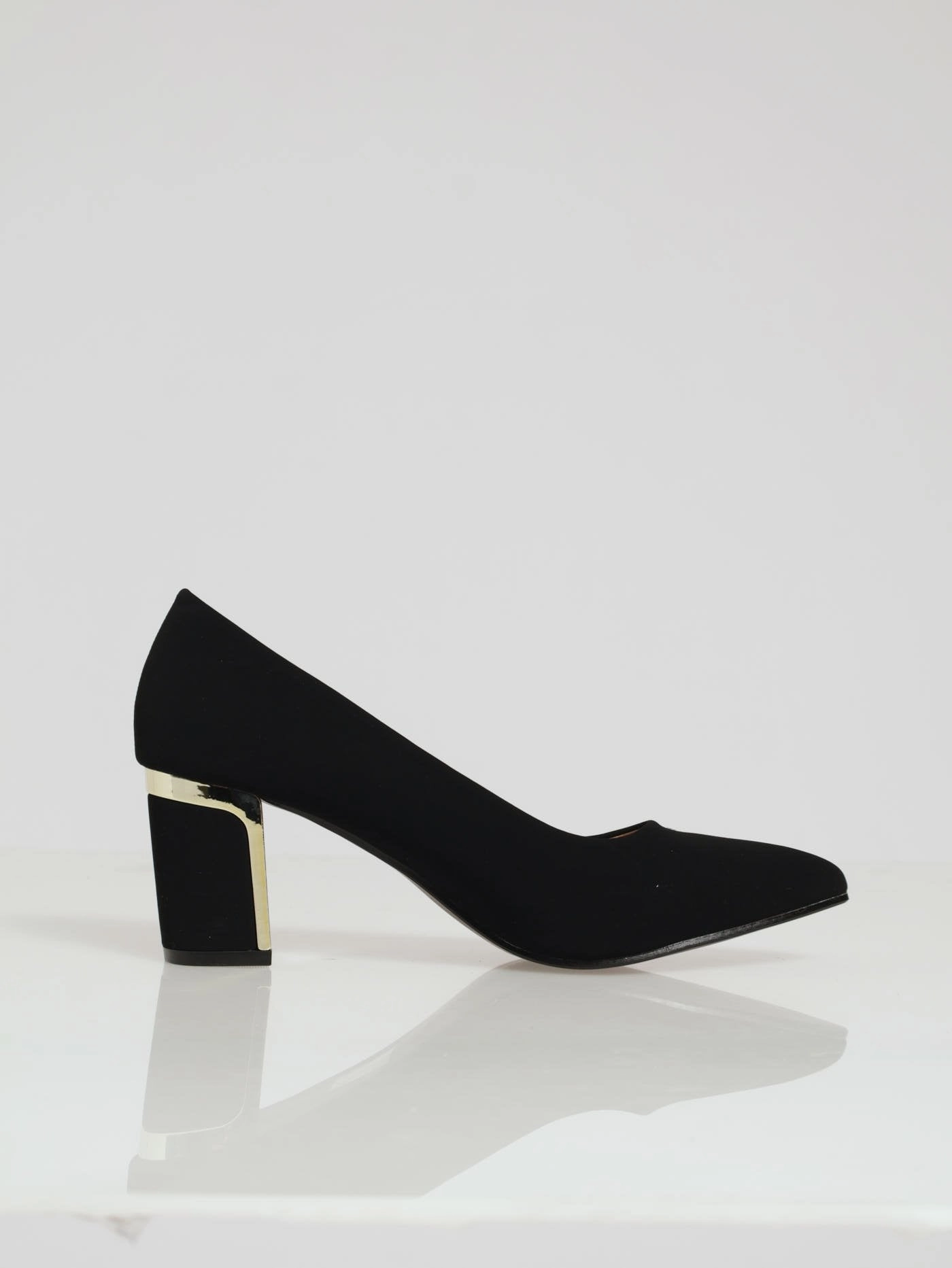 Pointy Trim Block?Heel - Black Stable base Strappy Heeled Sandals