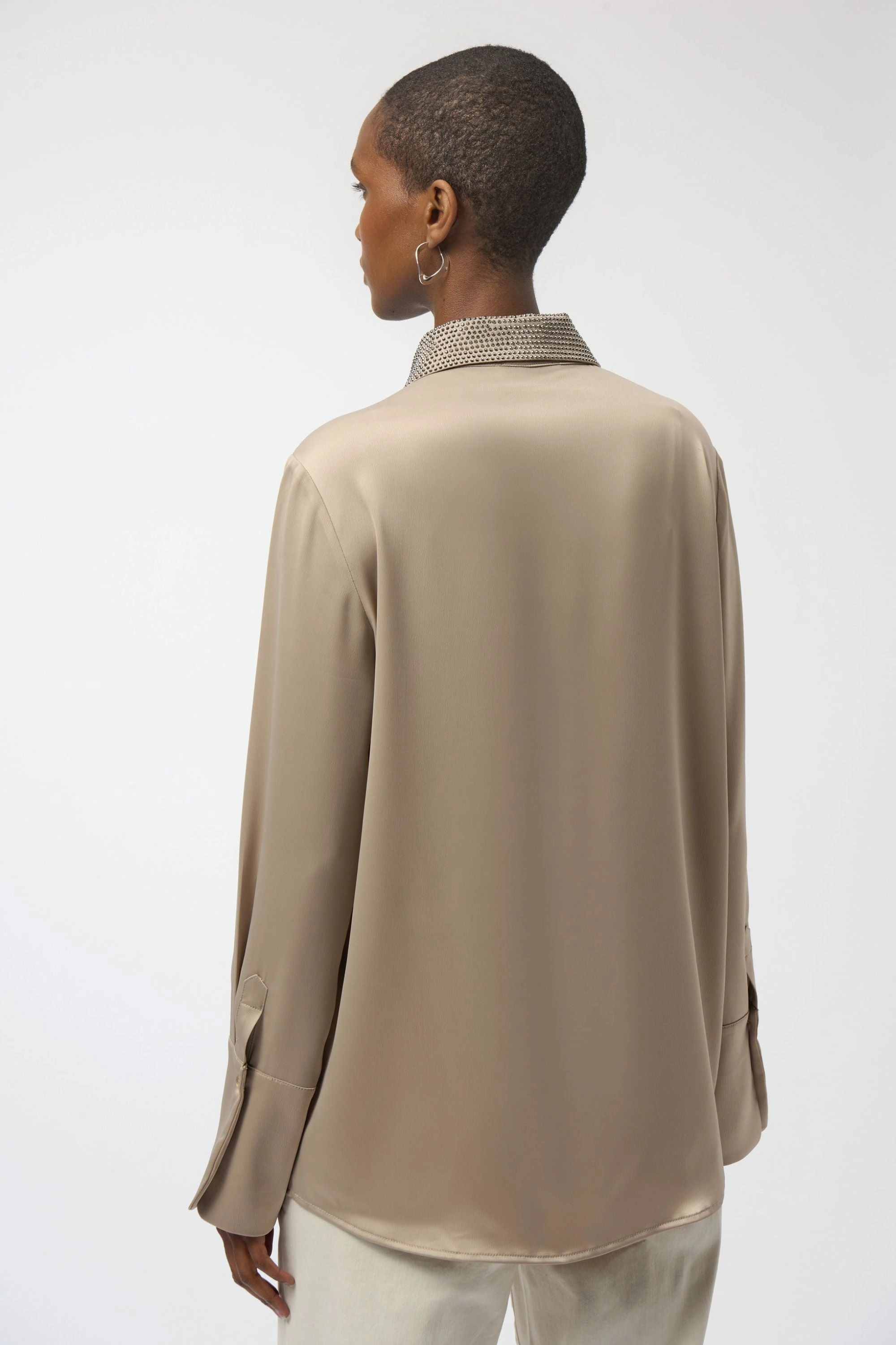 Business Attire Contoured Back Panel EMBELLISHED SATIN SHIRT - 254926JR