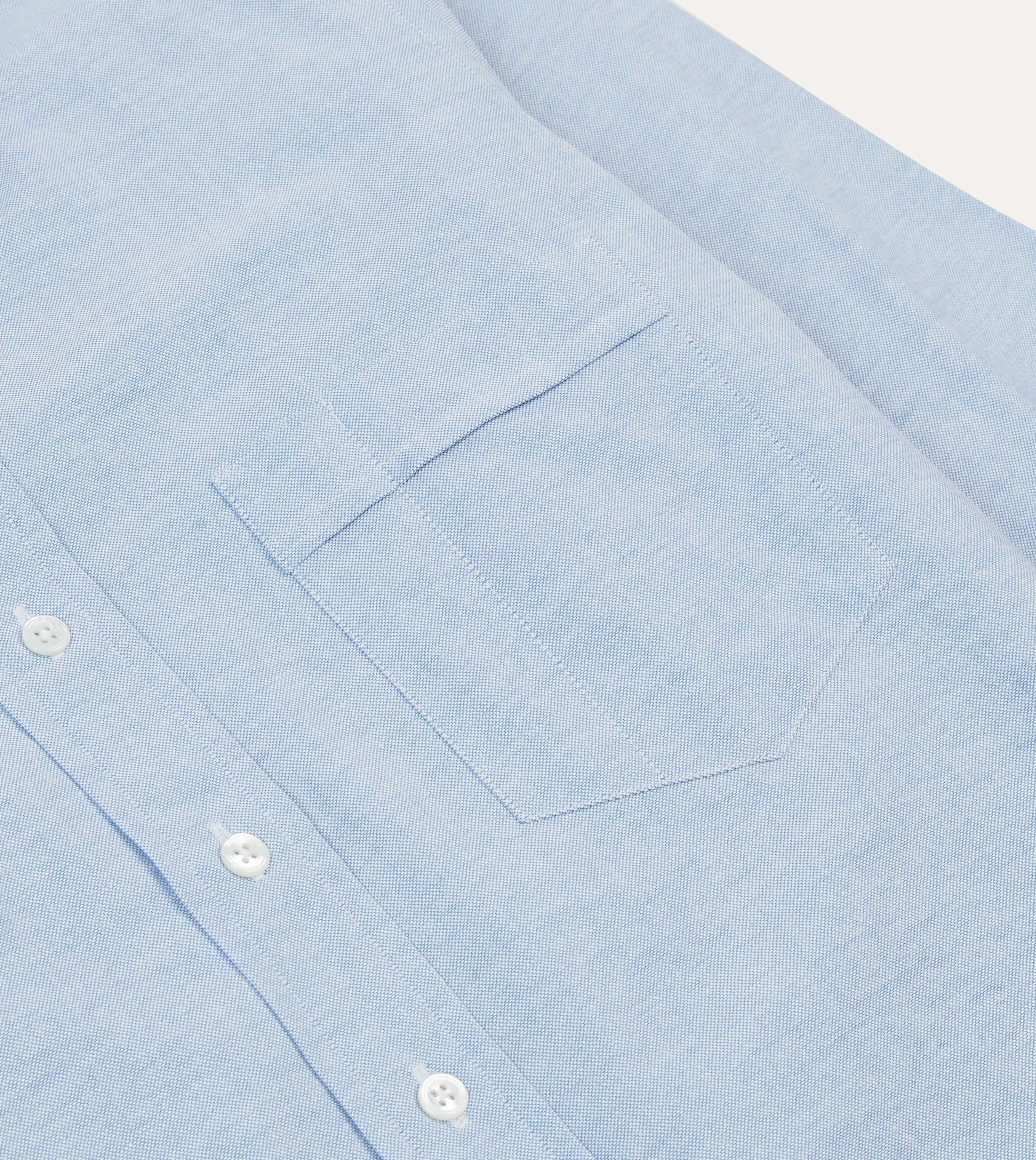 Ice Blue Cotton Oxford Cloth Button-Down Shirt Striped style