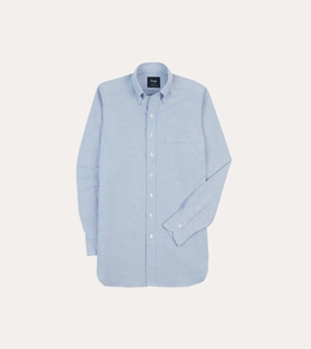 Checkered Look Perfect Fit Ice Blue Cotton Oxford Cloth Button-Down Shirt