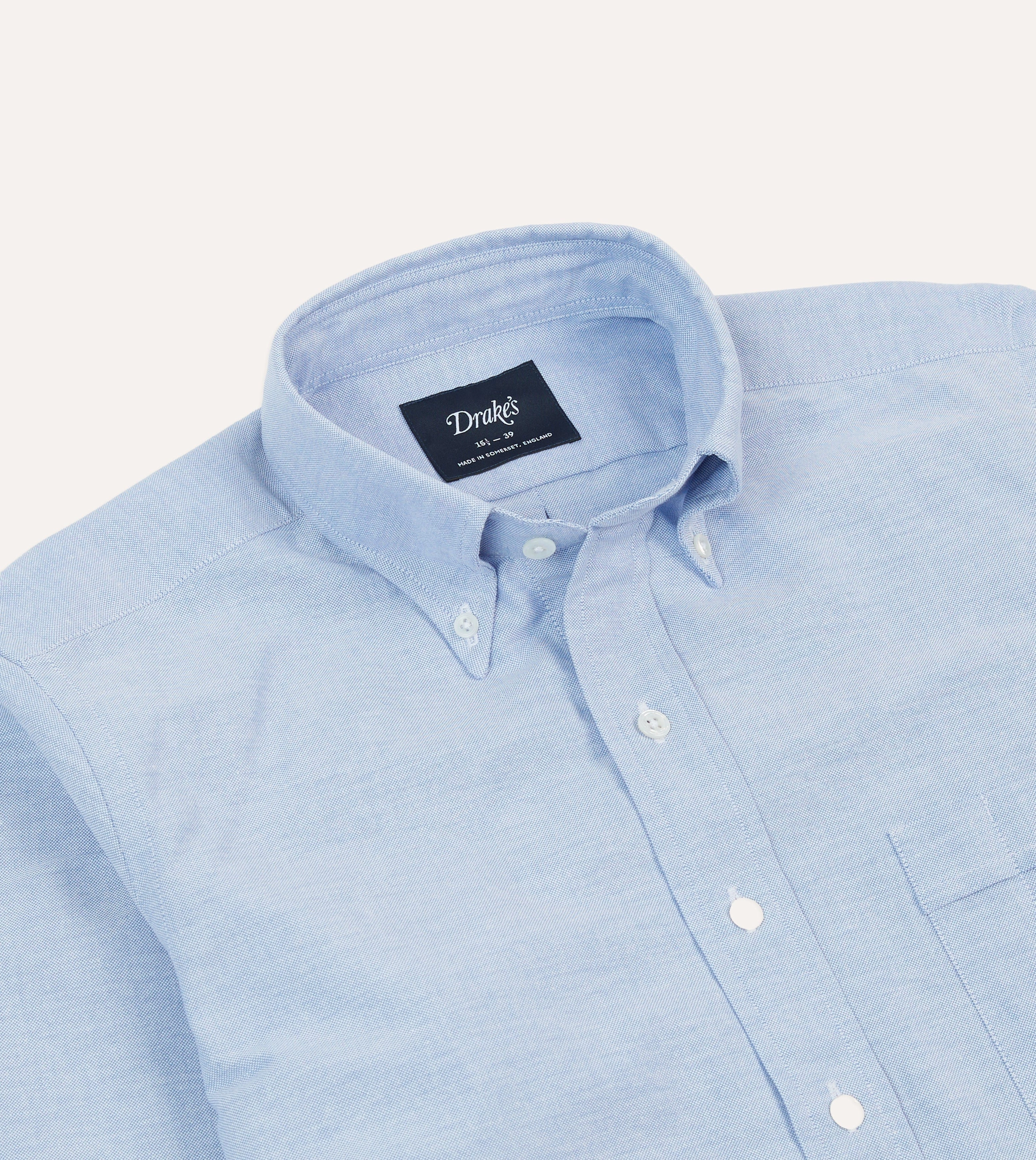 Ice Blue Cotton Oxford Cloth Button-Down Shirt High-End Look