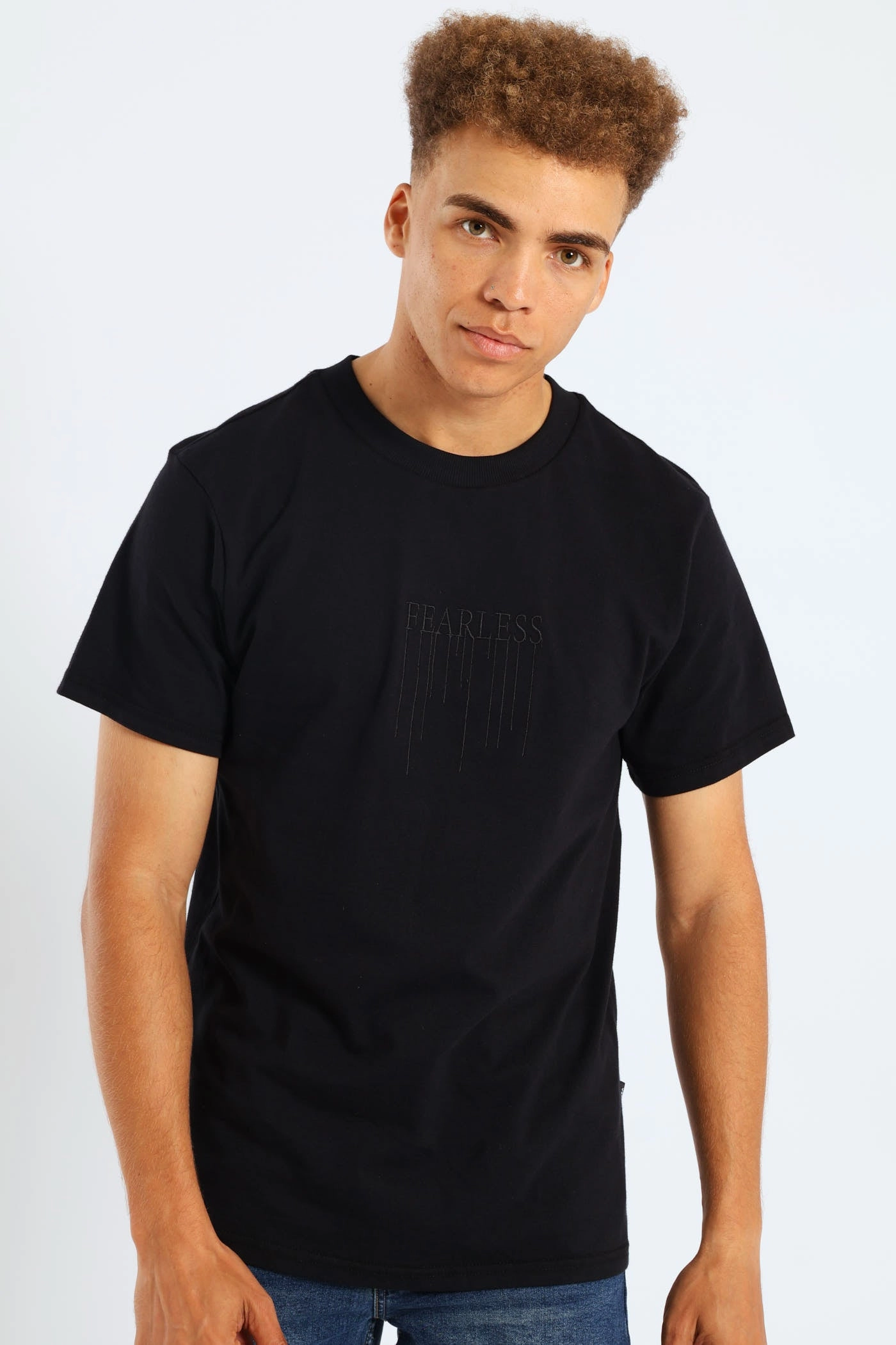 Modern Design Summer Style Embroidery Tee - Black
