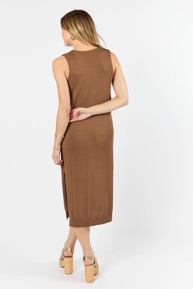 Stylish Choice Versatile Cut Endless Coastline Chocolate Knit Sweater Dress FINAL SALE