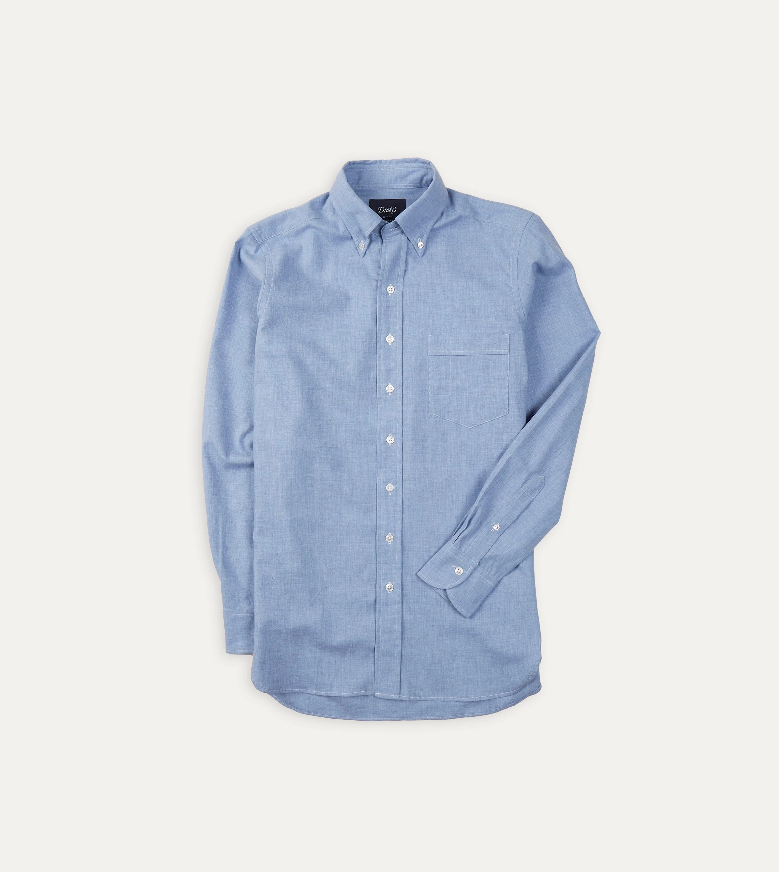 Hypoallergenic Lining Light Blue Brushed Cotton Button-Down Shirt