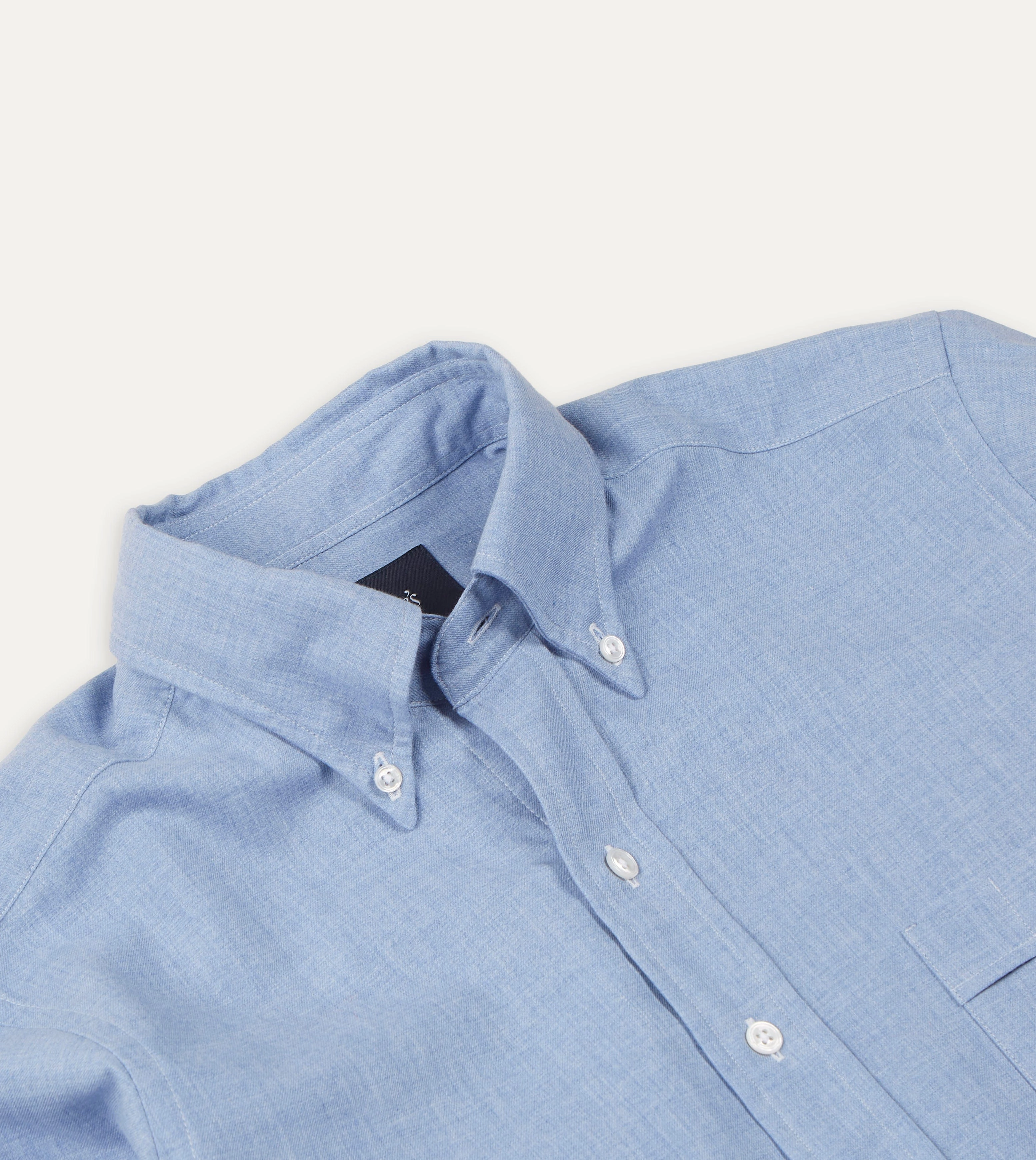 Light Blue Brushed Cotton Button-Down Shirt Neutral Tone