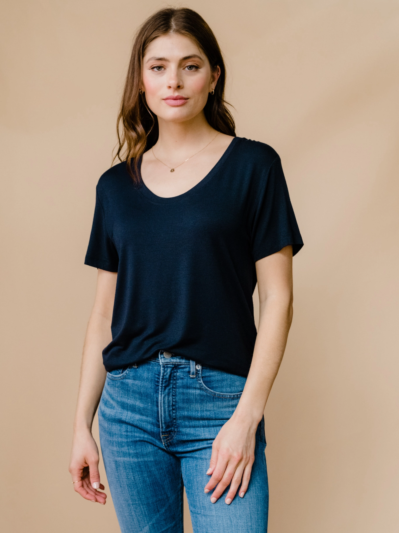 QuickPackFoldableDesign Mae Drapey Tee - Black