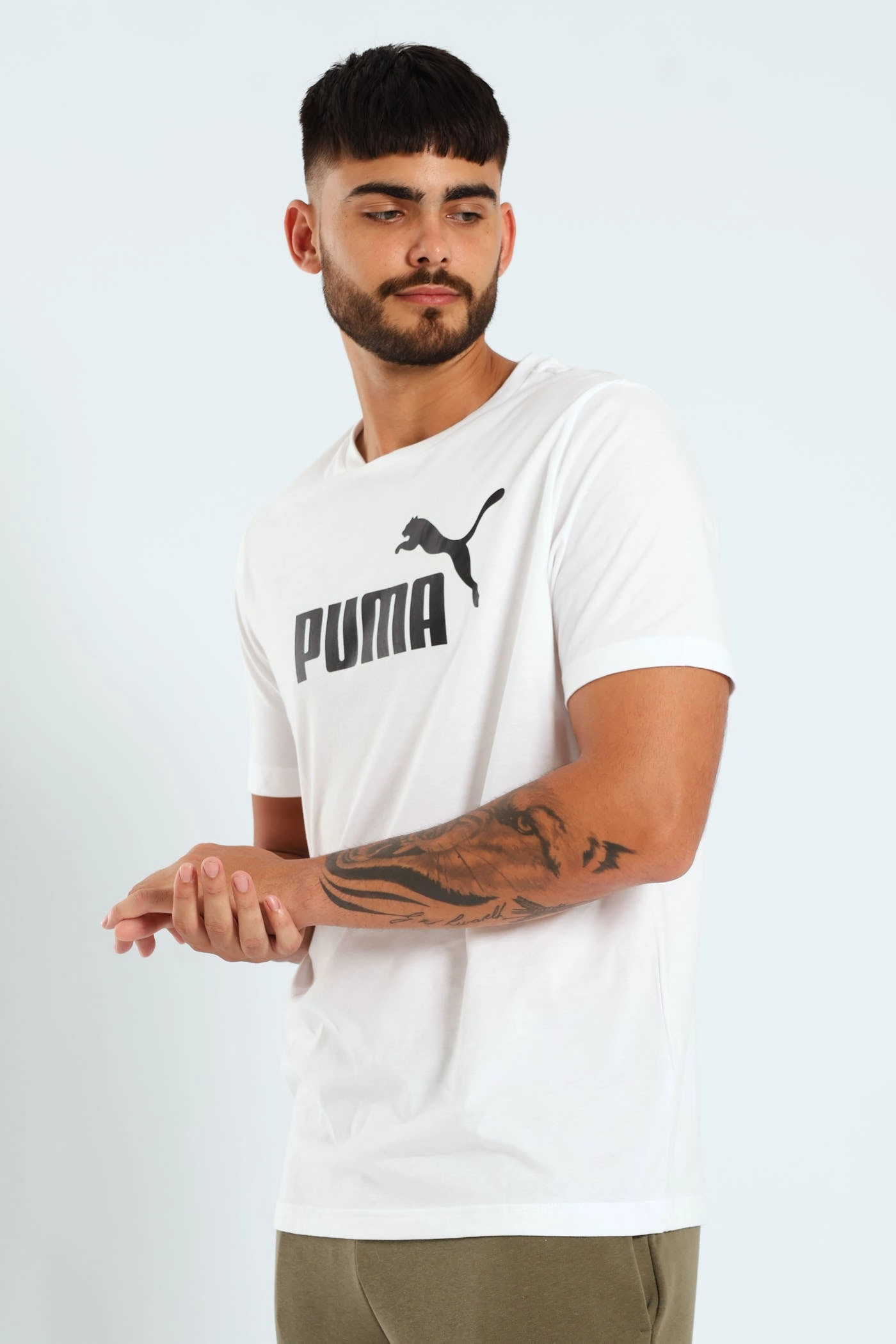 Essential No.1 Logo Tee - White Compact Stitch Pattern Tear Resistant Knit