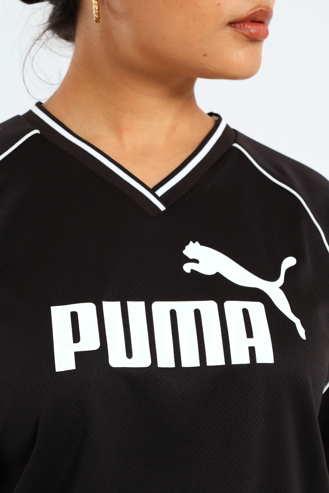 Essential Relaxed Cropped Football Jersey - Black Light Reflective Zippers Seamless Stitching