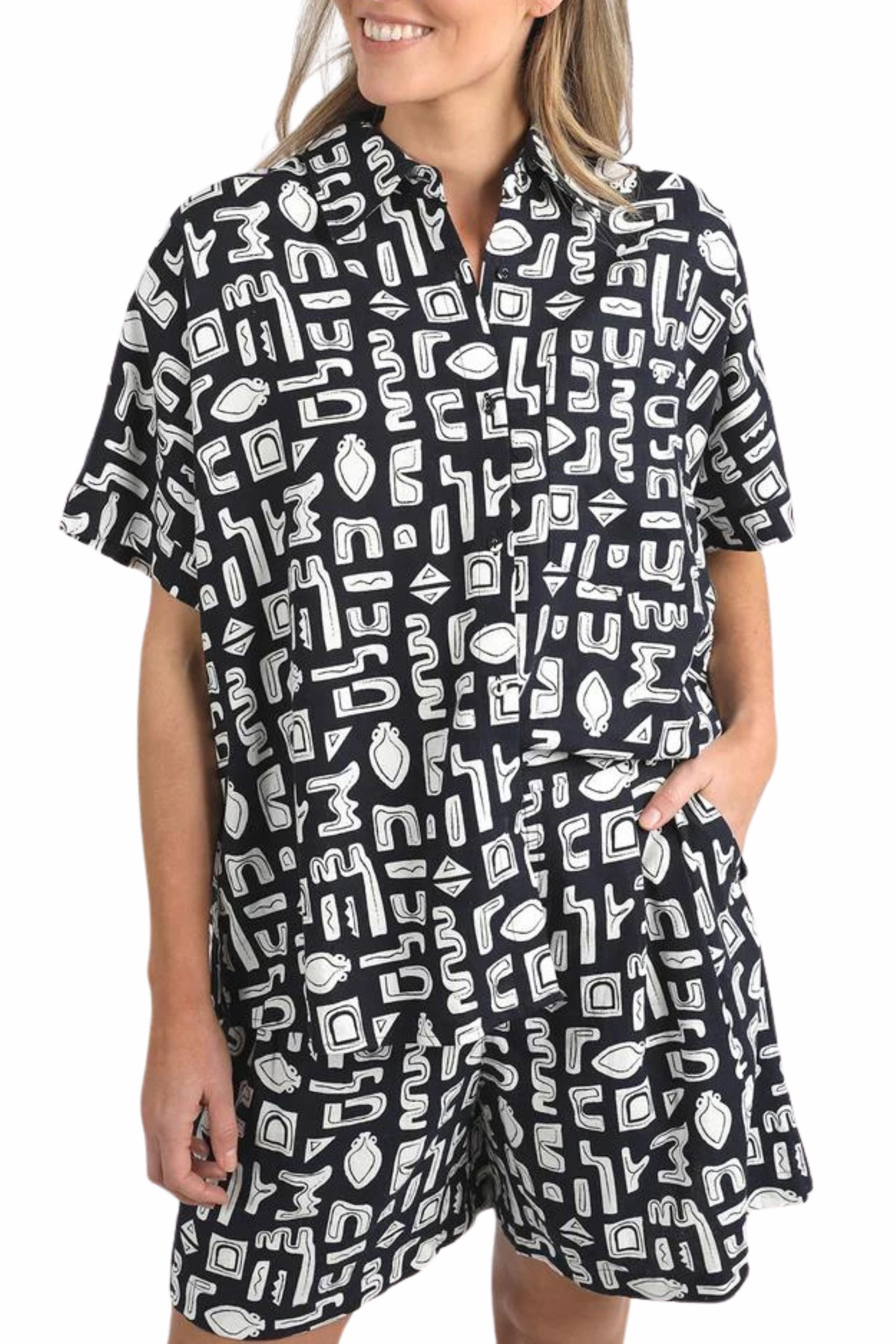 ETCHED GEO SHIRT - 5542019 Stretchable Material