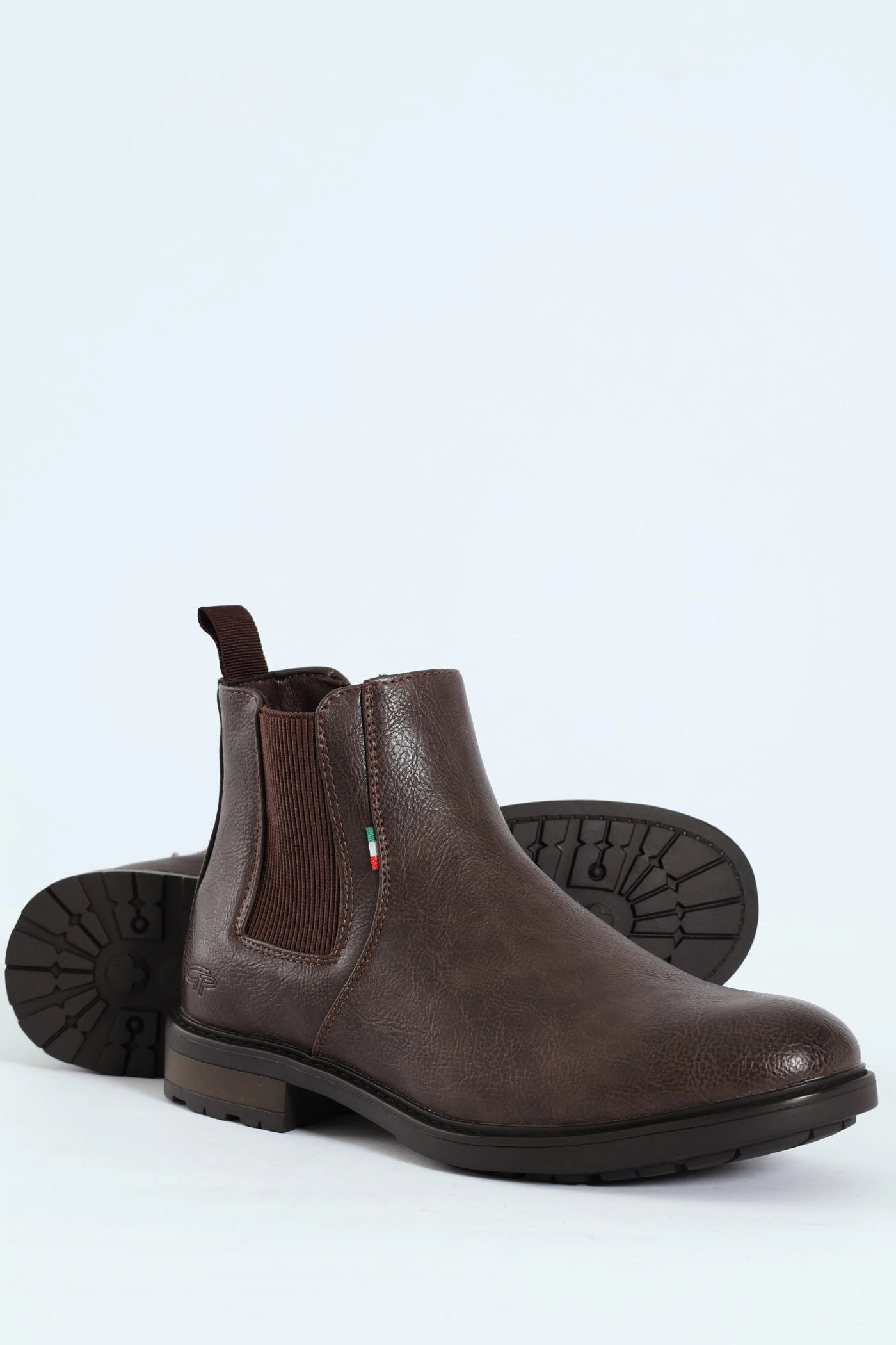 CushionedSole Footbed Ethan Pebbled Pu Elastic Gusset Chelsea Boot - Brown