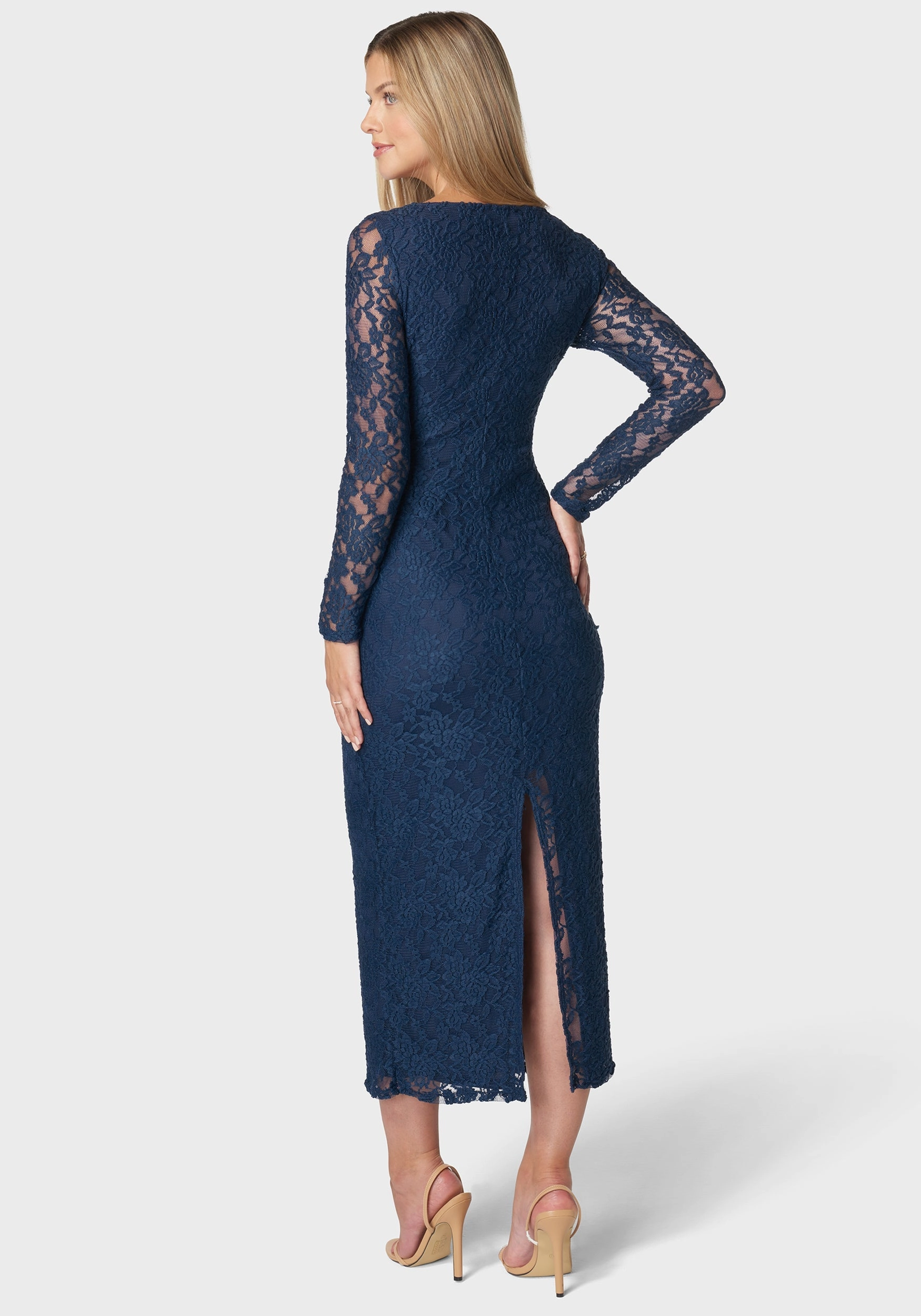 Spring Garden Flared shape Viviana Square Neck Lace Maxi Dress