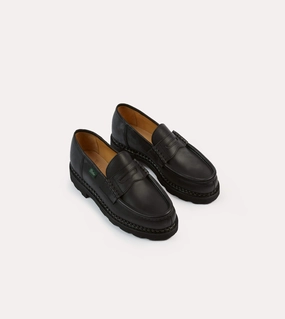 Paraboot Reims Black Leather Loafer Open Concept Easy Pace