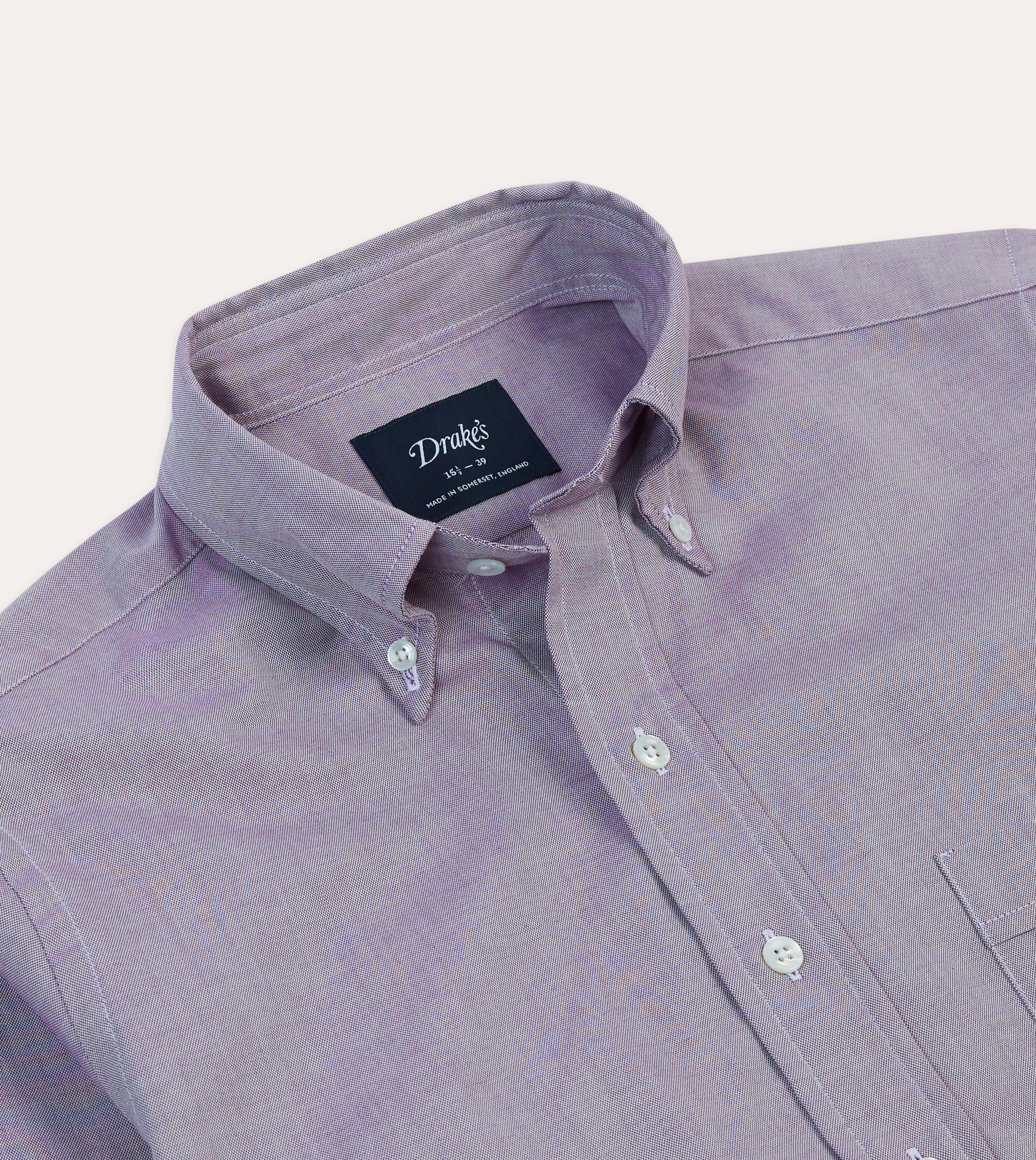 Lilac Pinpoint Oxford Cotton Cloth Button-Down Shirt Wrinkle-Free Plus Size Fit