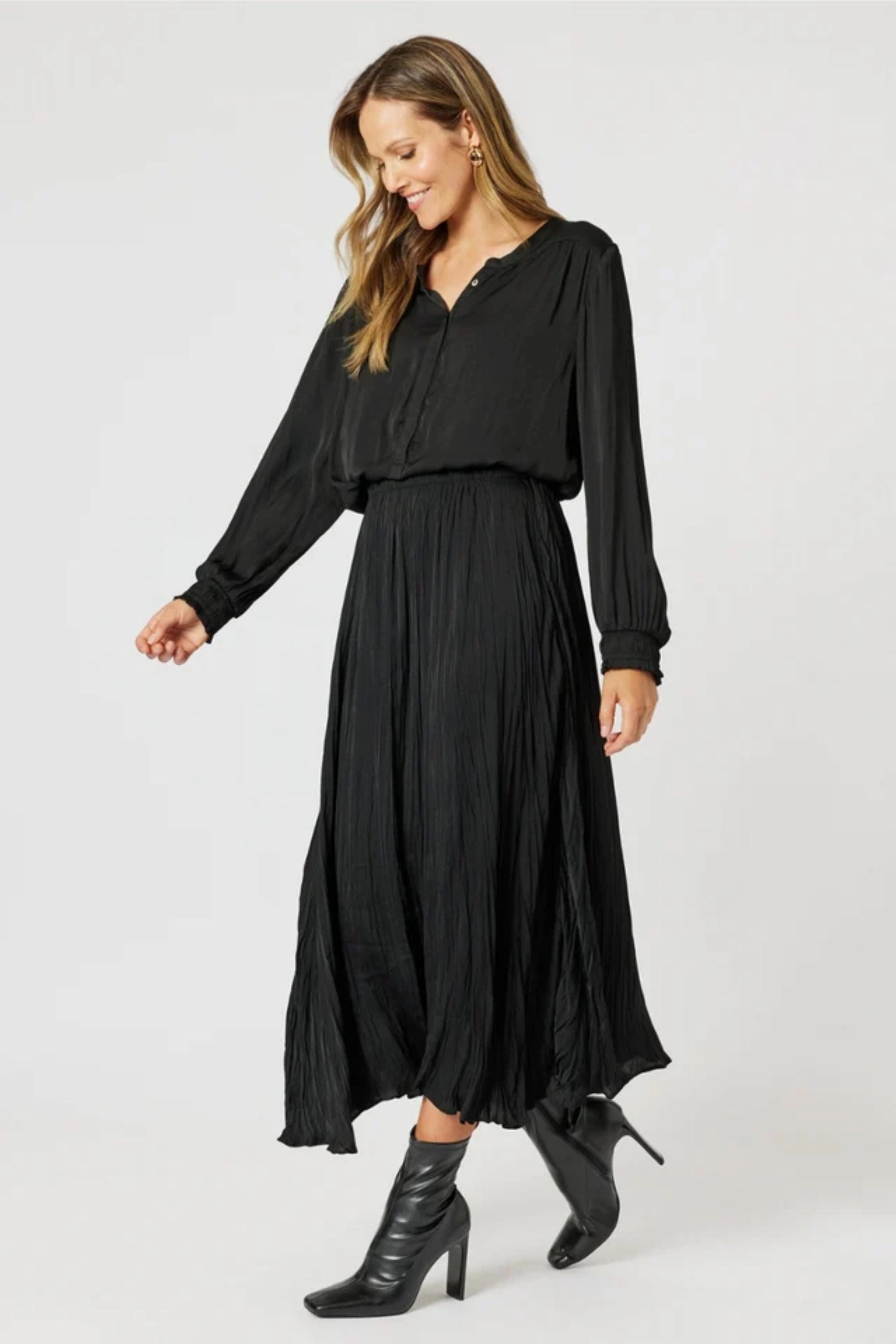 LUXE CRUSHED SKIRT - 47069HV Stretch Waist