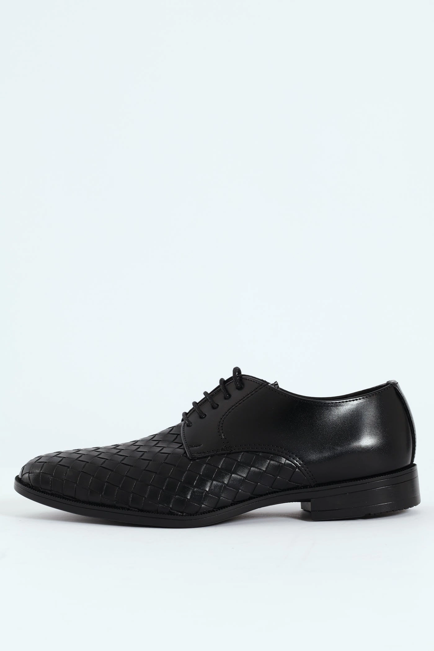 Low Heel Weave Upper Lace Up Formal Shoe - Black