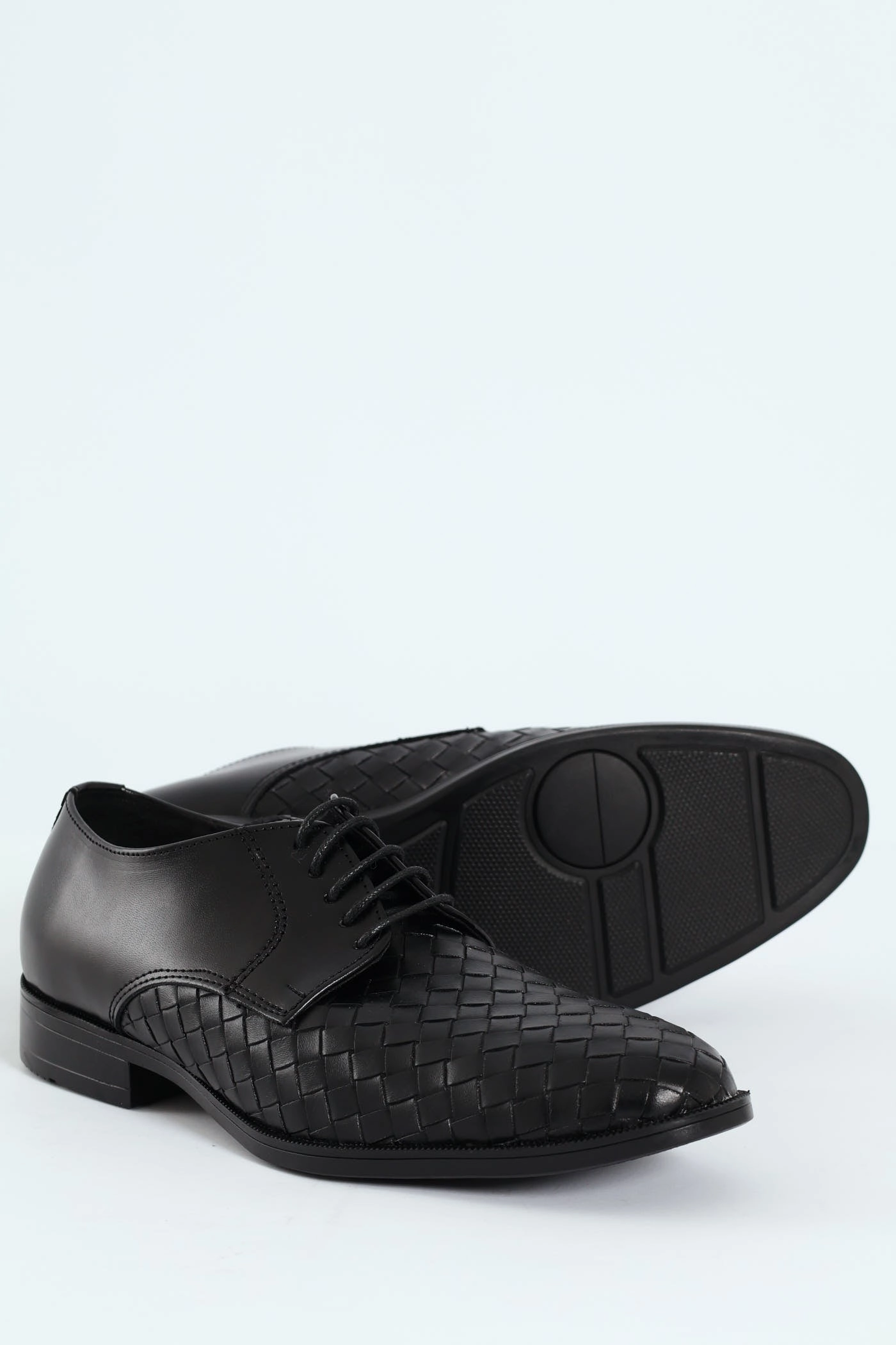 Weave Upper Lace Up Formal Shoe - Black Everyday Use Shock Ease