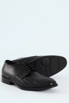 Weave Upper Lace Up Formal Shoe - Black Everyday Use Shock Ease