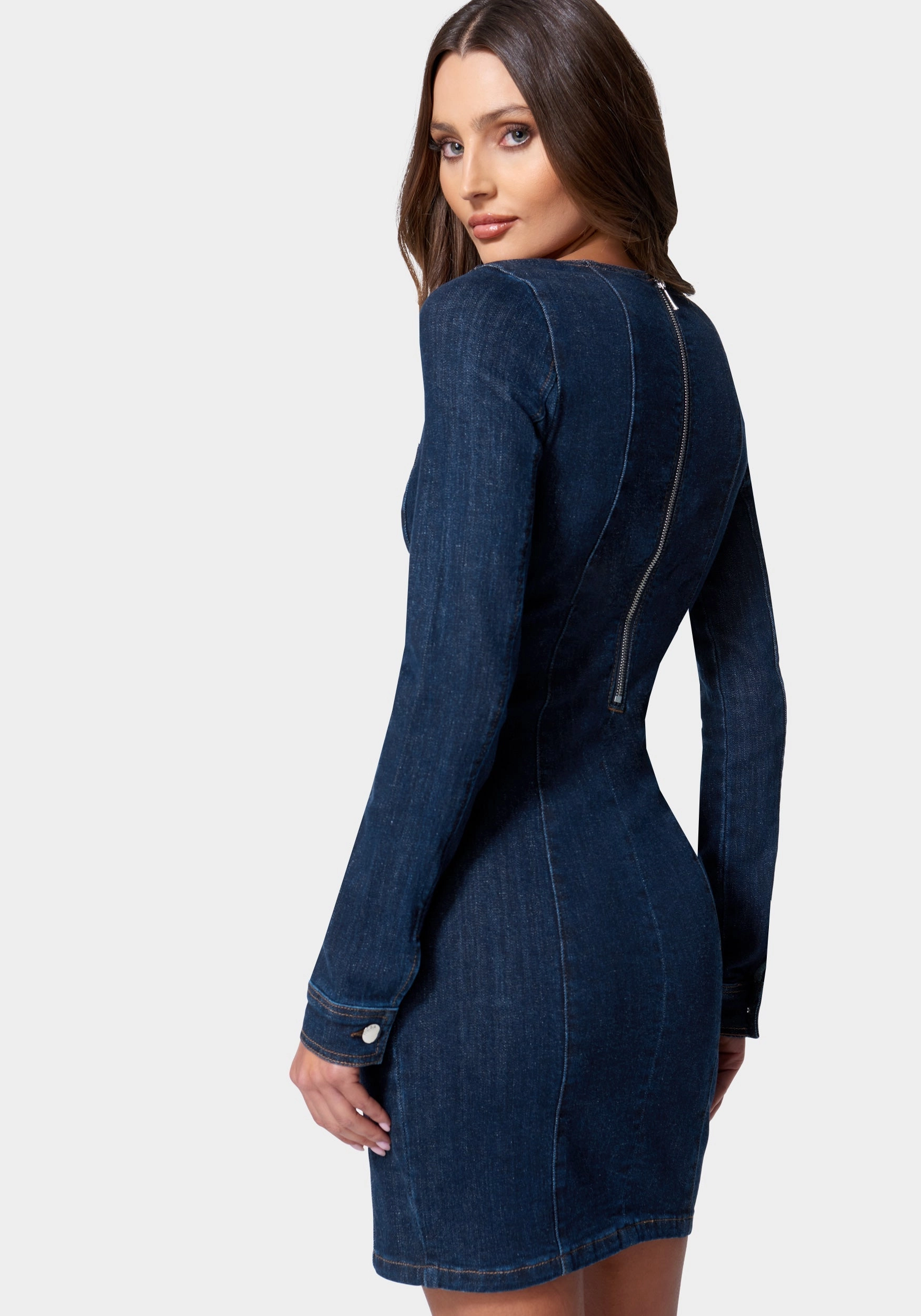 Eyelet Detail Denim Dress London Edge Chic Design