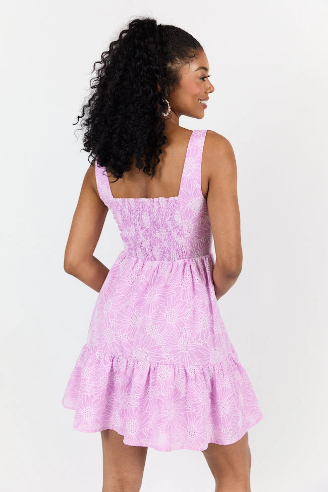 Fall Piece Eyelet Elegance Lavender Mini Dress FINAL SALE