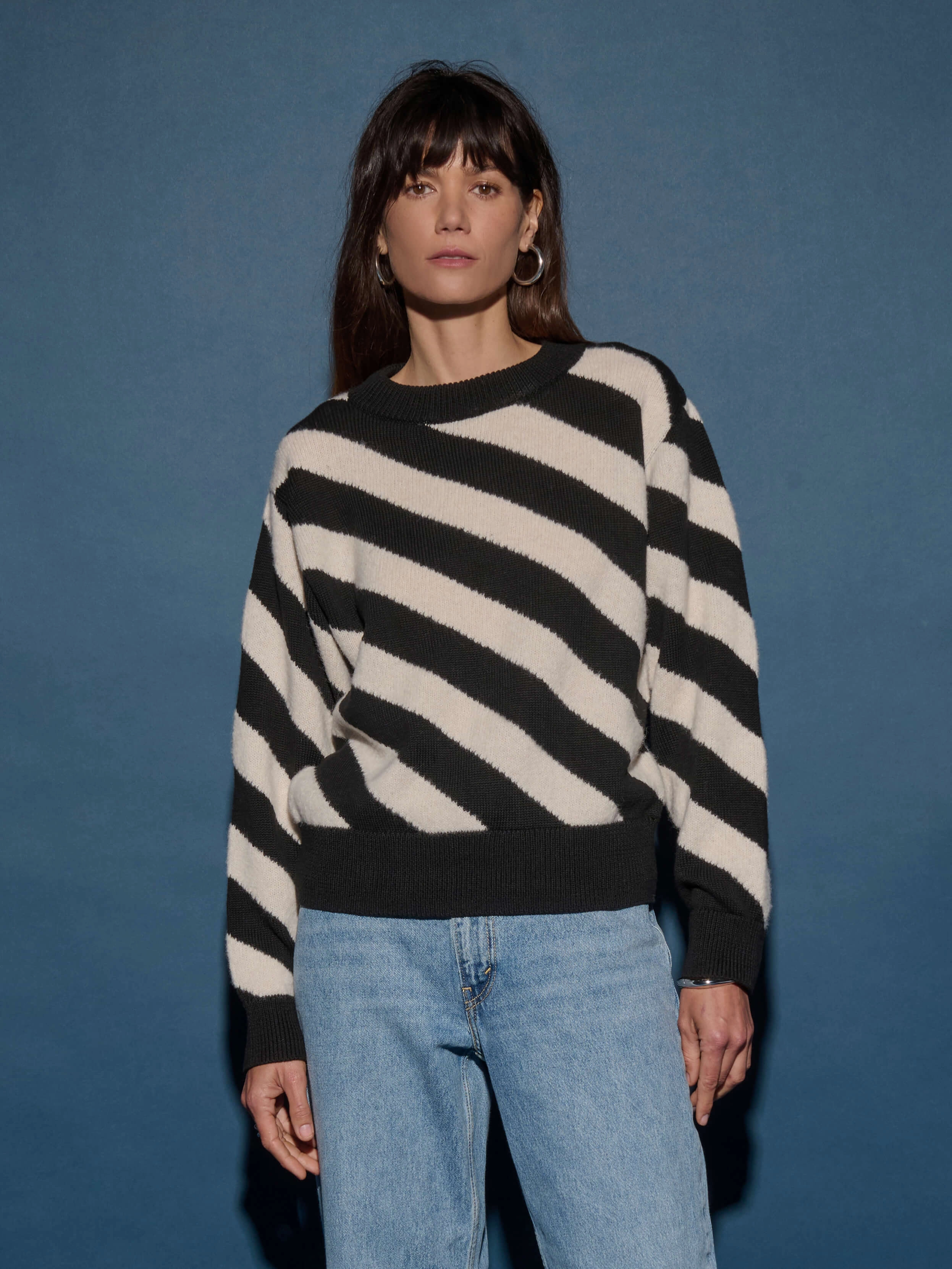 Chilly Day Outfit Casual Vibes Fabienne Sweater - Parchment Regatta Stripe