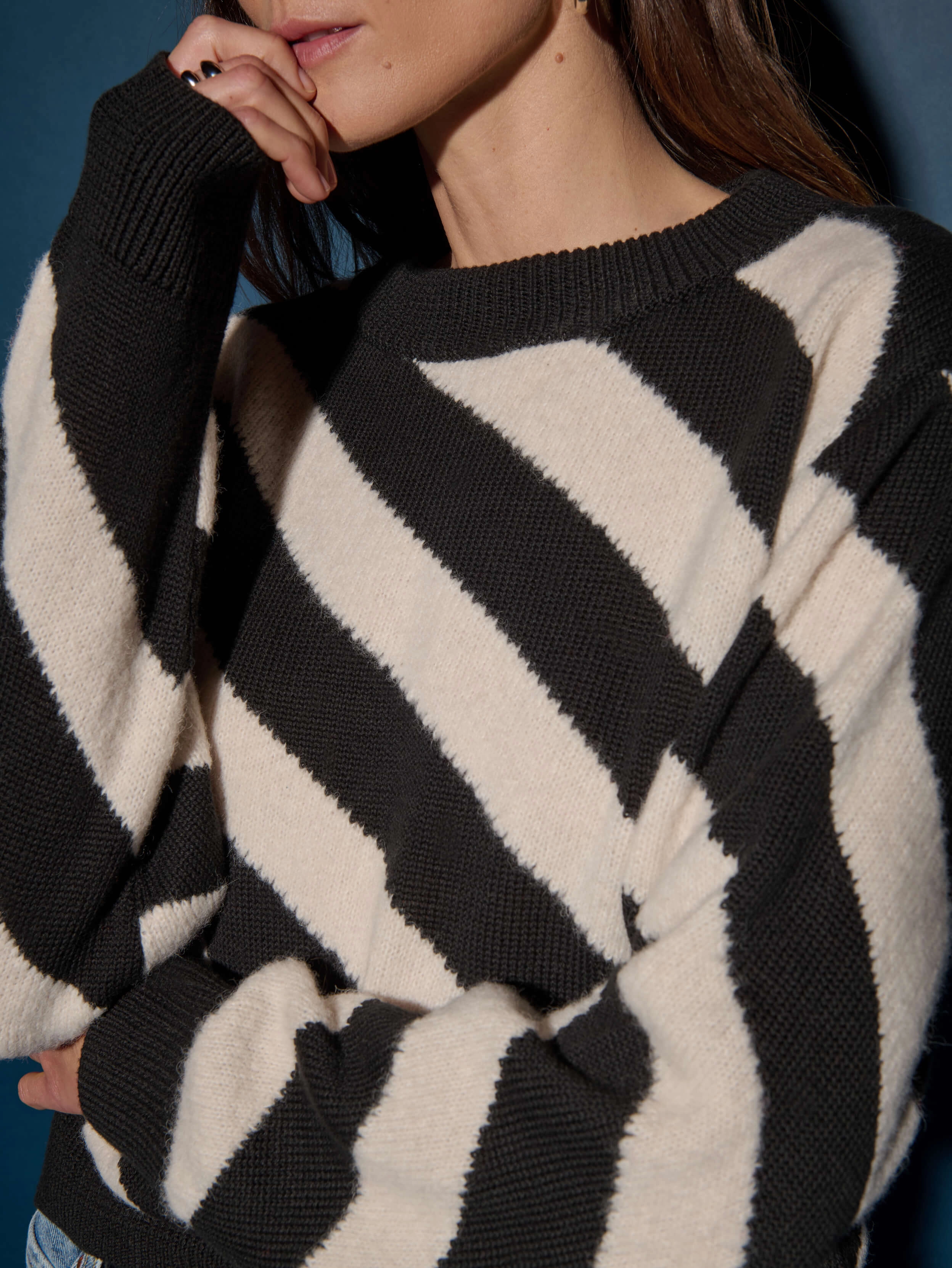 winter warmth Fabienne Sweater - Parchment Regatta Stripe