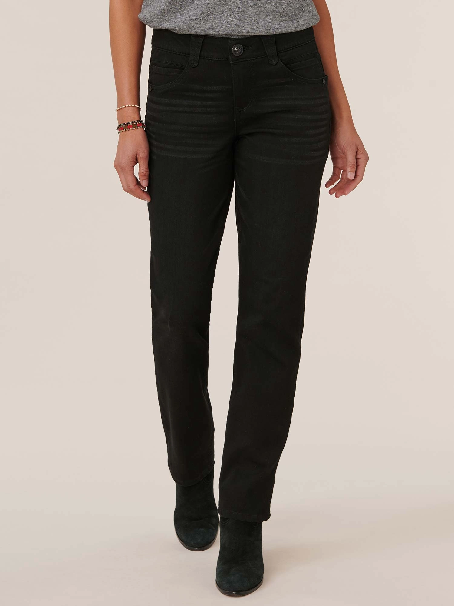 Clean Outfit "Ab"solution? Petite Straight Leg Black Jeans